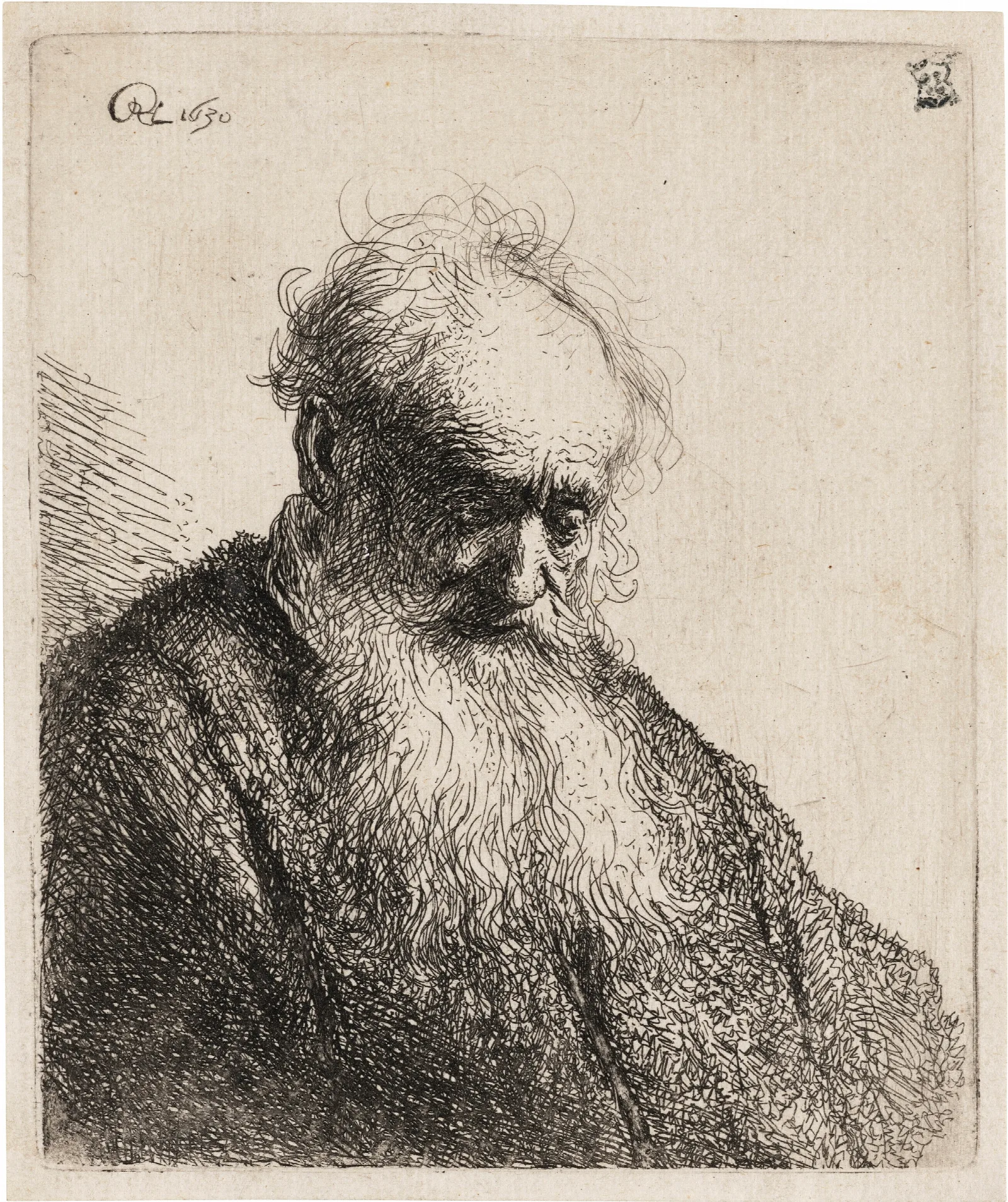 Old Man With A Flowing Beard Wall Art by Rembrandt van Rijn - Canvas Print