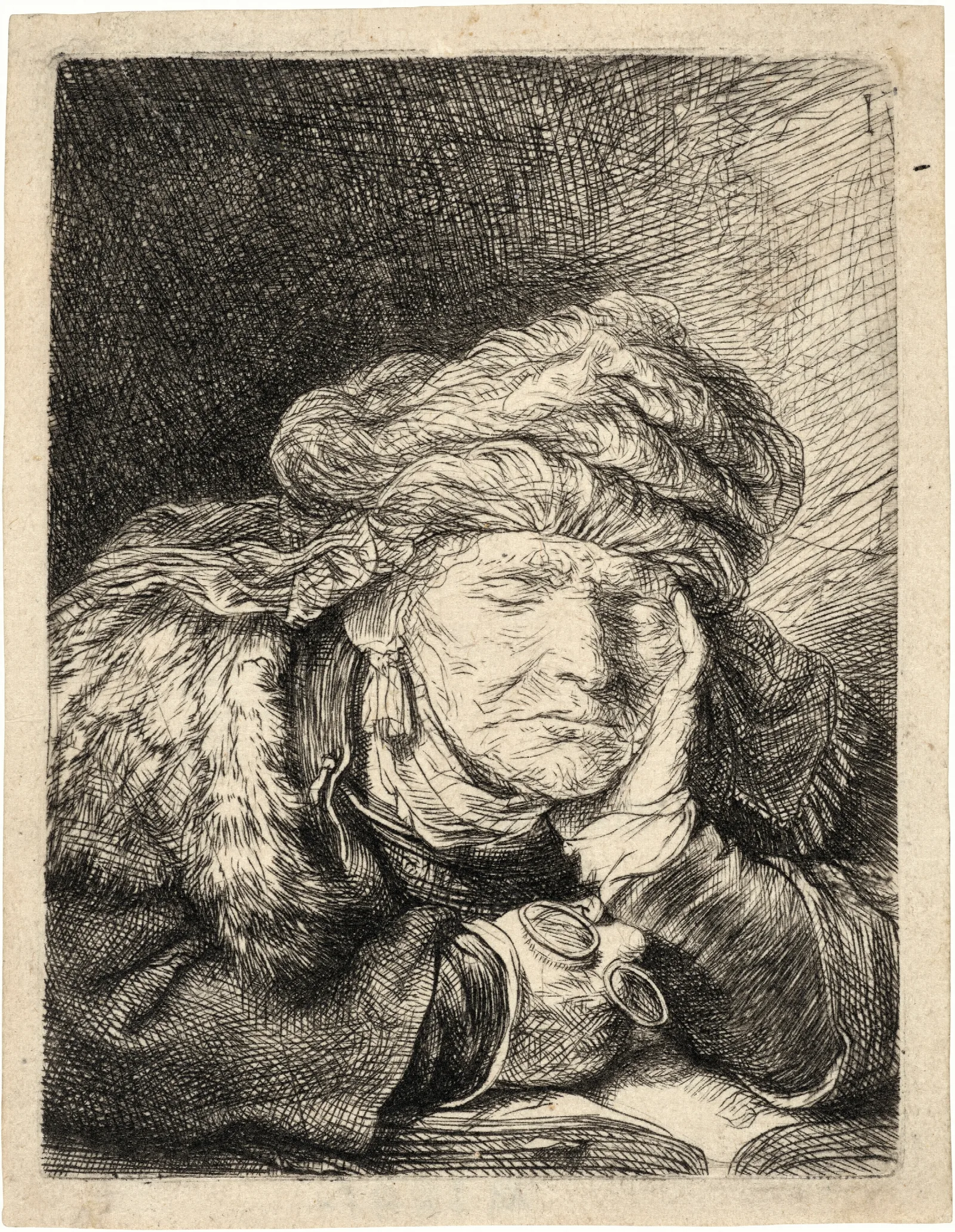 Old Woman Sleeping 4 Wall Art by Rembrandt van Rijn - Canvas Print