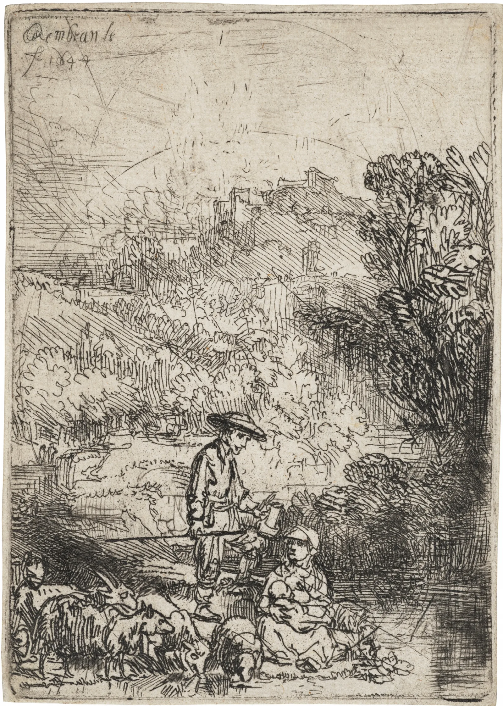 The Shepherd And His Family Het Hardertje Wall Art by Rembrandt van Rijn - Canvas Print