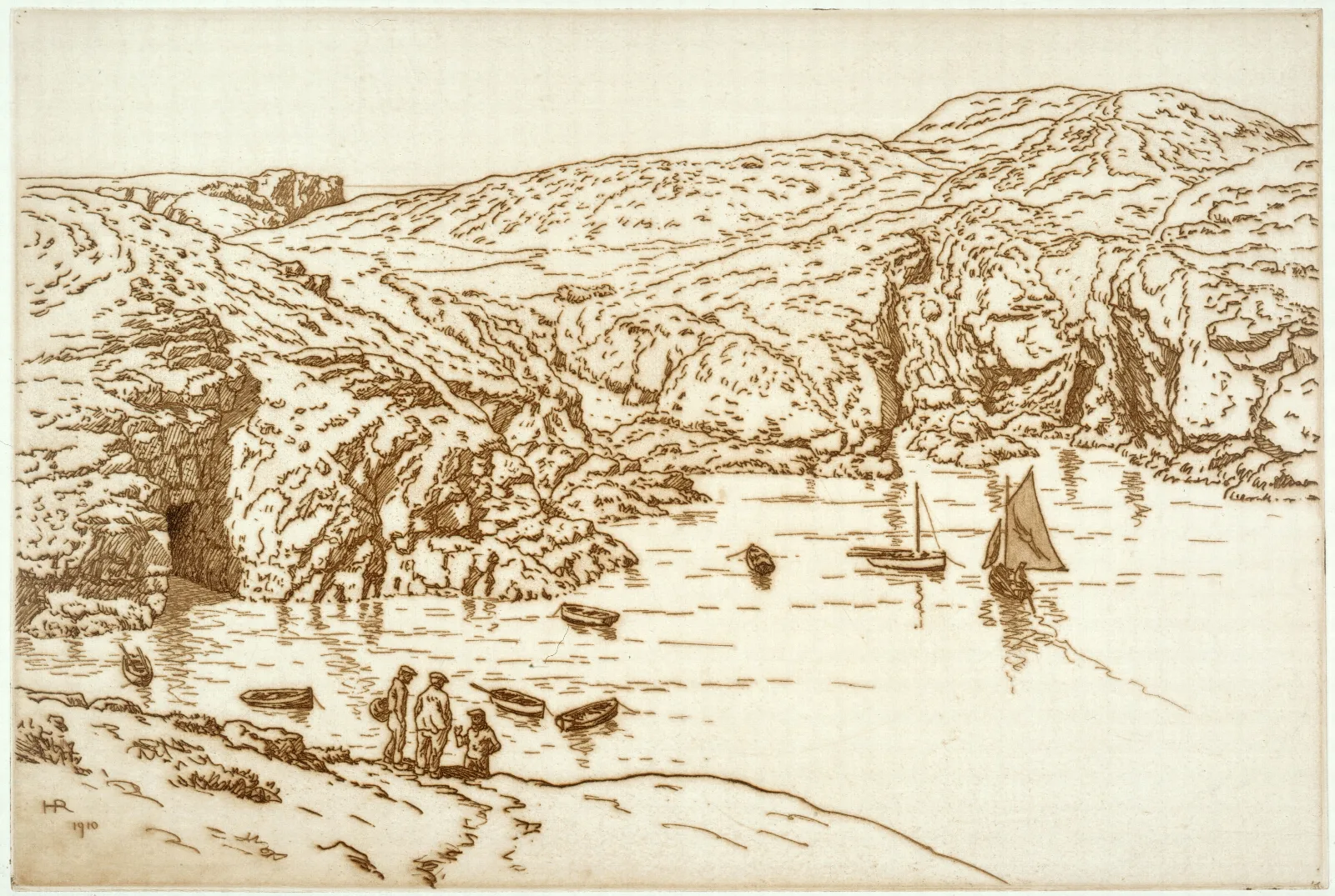 Pecheurs Dans Une Baie Wall Art by Henri Rivière - Canvas Print
