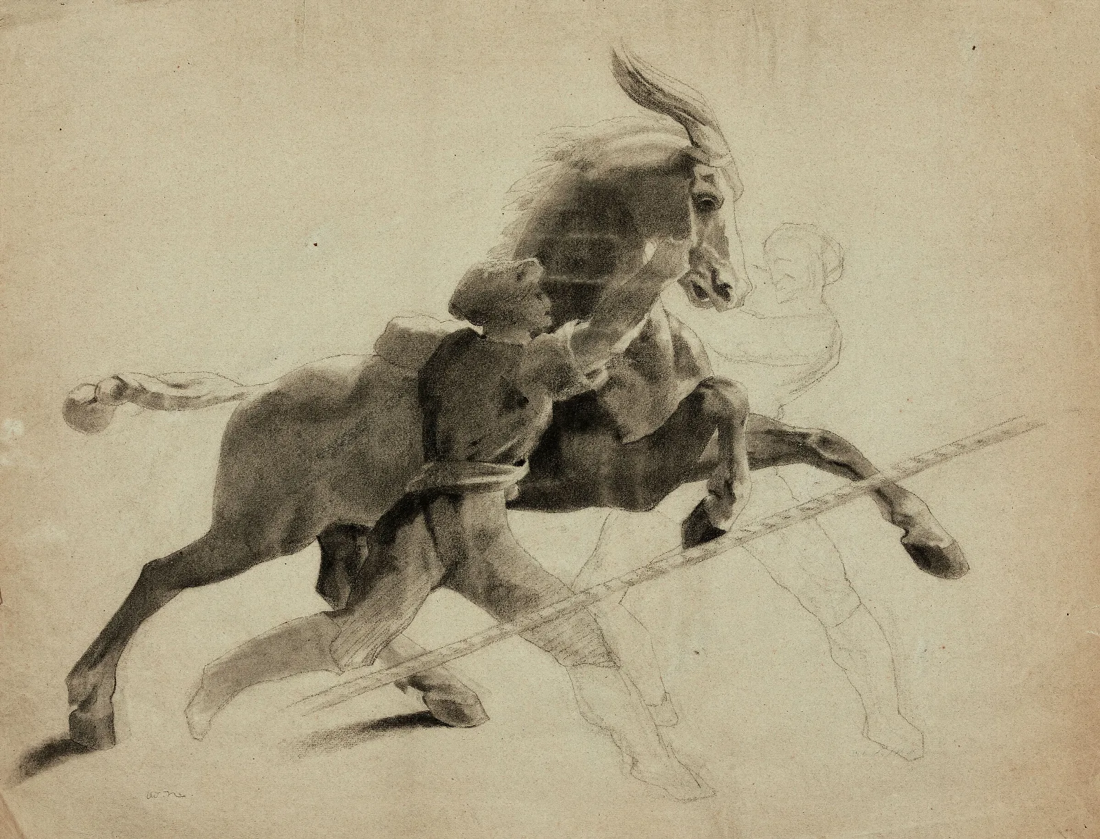 Cheval Emballe Dapres Gericault Wall Art by Odilon Redon - Canvas Print