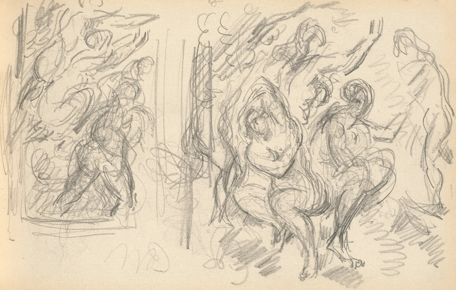 Two Studies For The Judgement Of Paris Or The Amorous Shepherd Wall Art by Paul Cézanne - Canvas Print