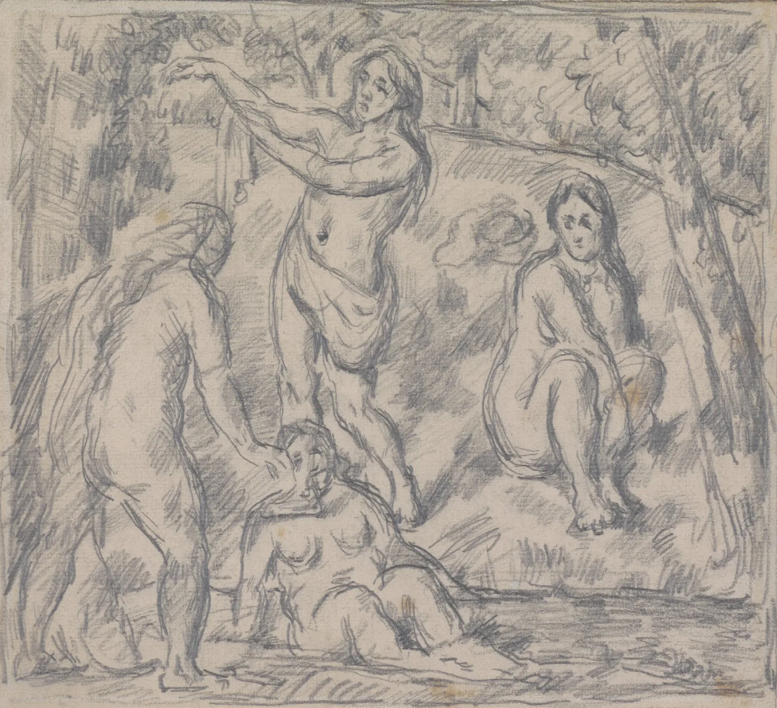 Study Of Four Women Bathing Wall Art by Paul Cézanne - Canvas Print