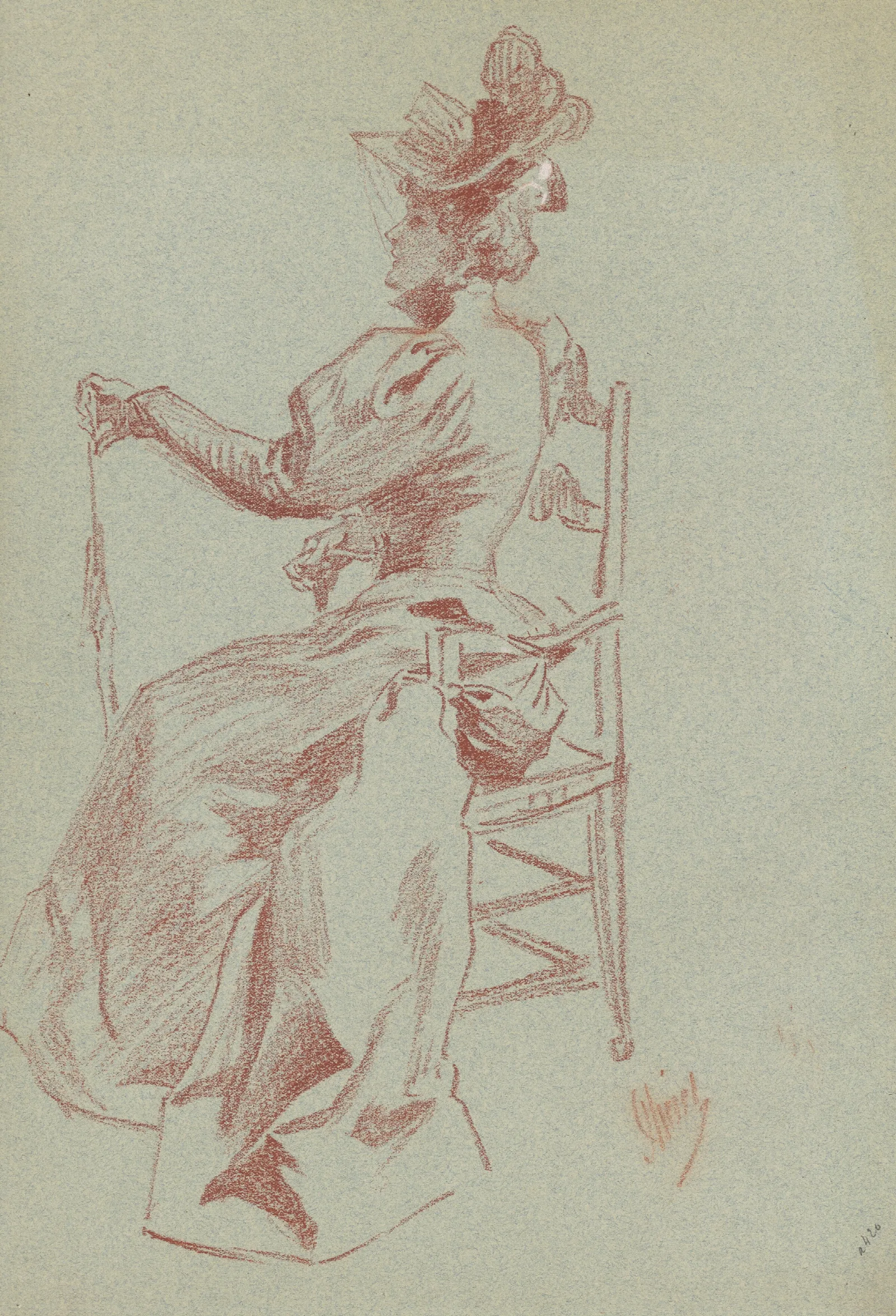 Elegant Lady Seated In A Chair Wall Art by Jules Chéret - Canvas Print