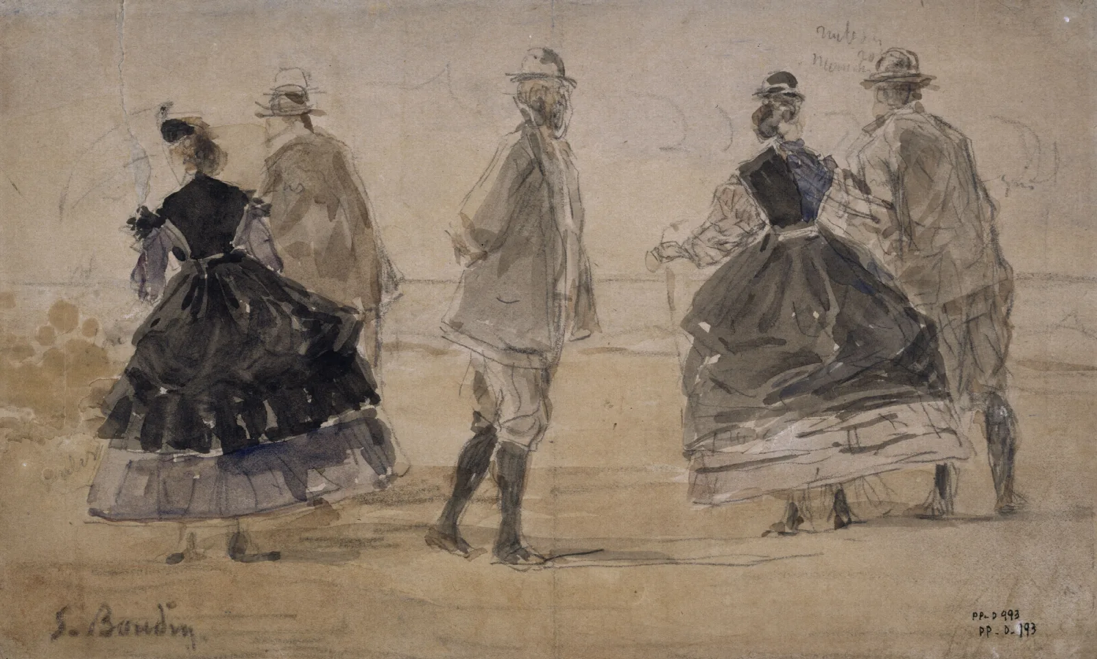 Groupe Au Bord De La Mer Wall Art by Eugène Boudin - Canvas Print