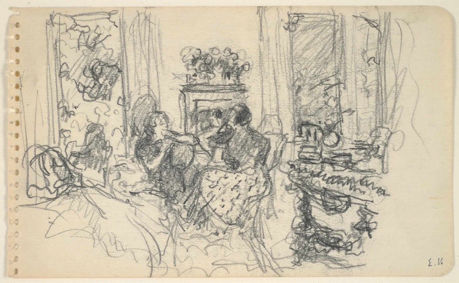Women Conversing In A Salon With Open Windows And A Fireplace Wall Art by Édouard Vuillard - Canvas Print