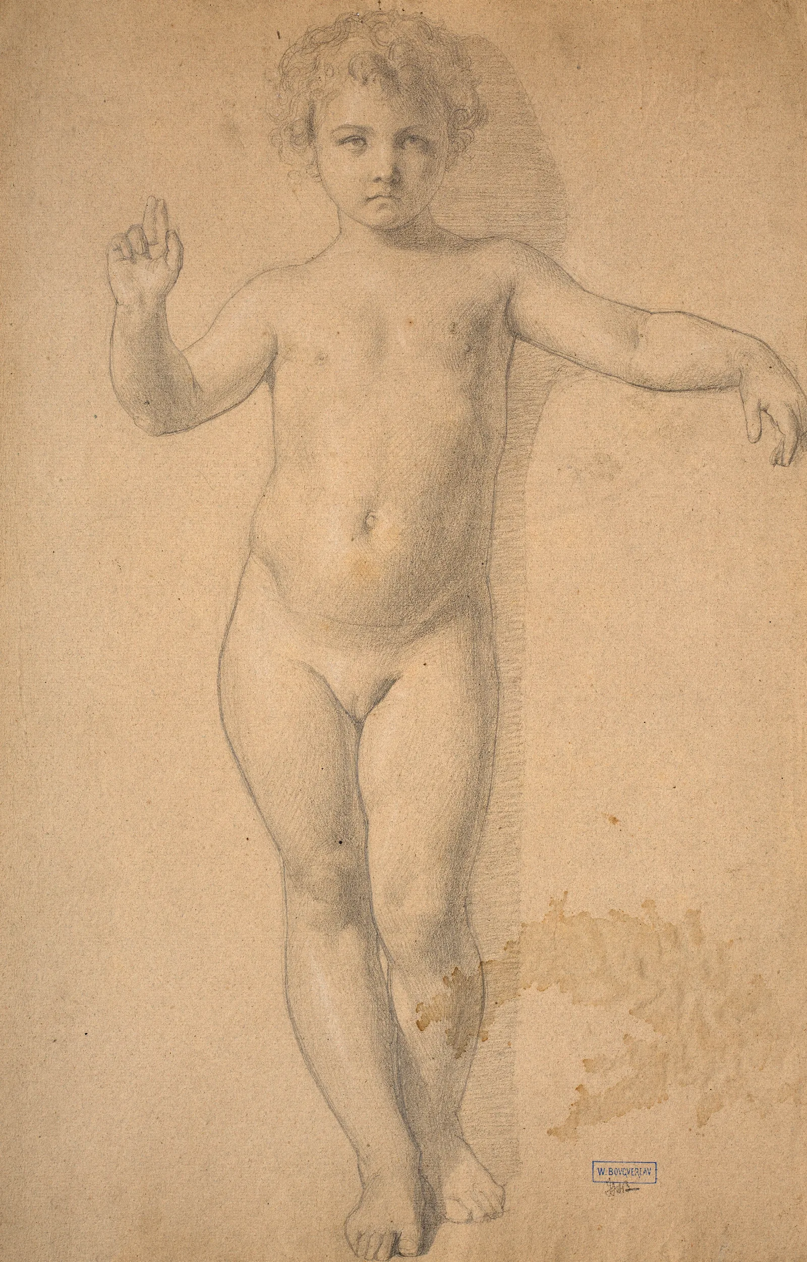 Standing Child Nude Wall Art by William Bouguereau - Canvas Print