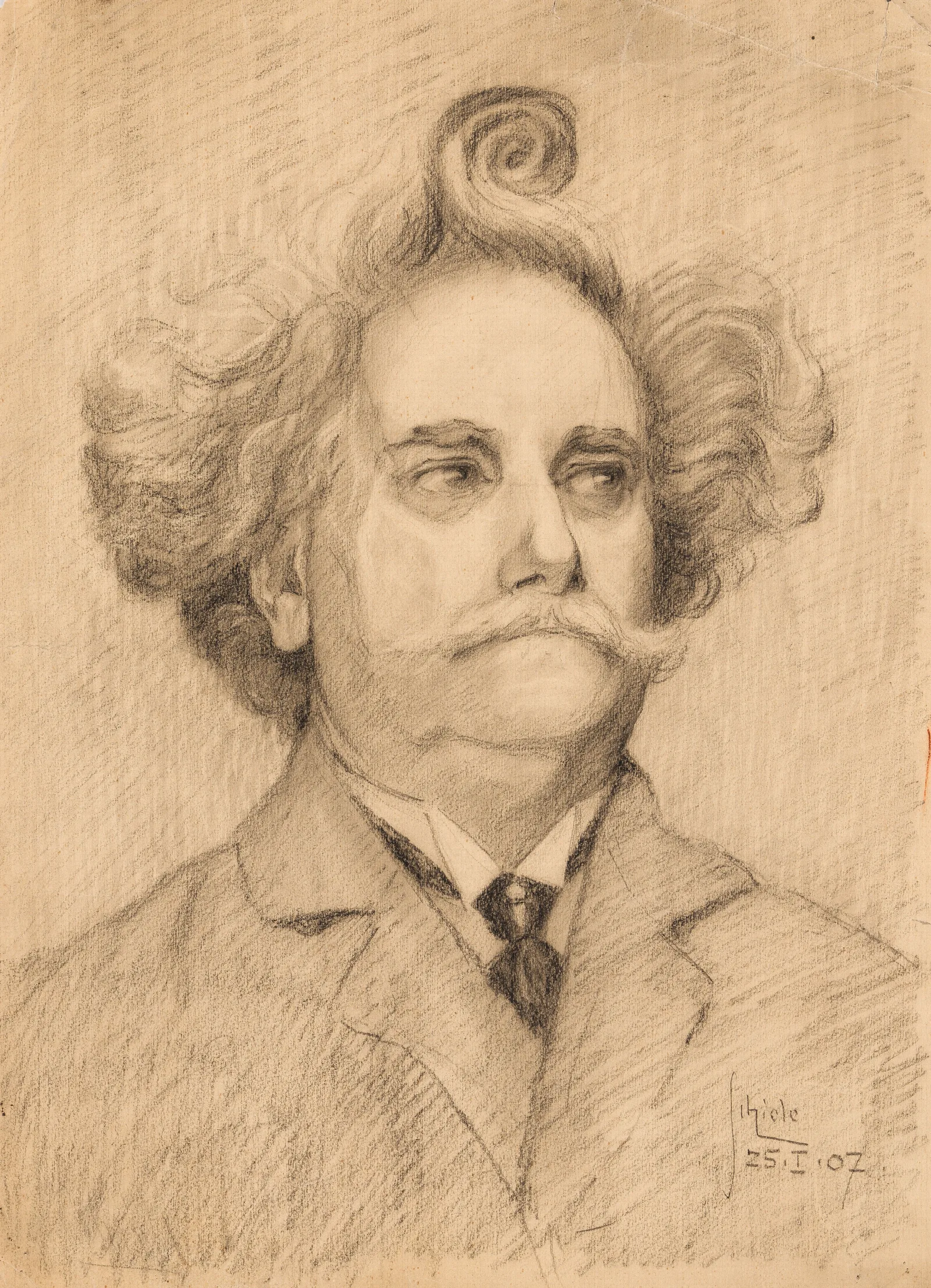 Herrenportrat Mit Haartolle Wall Art by Egon Schiele - Canvas Print