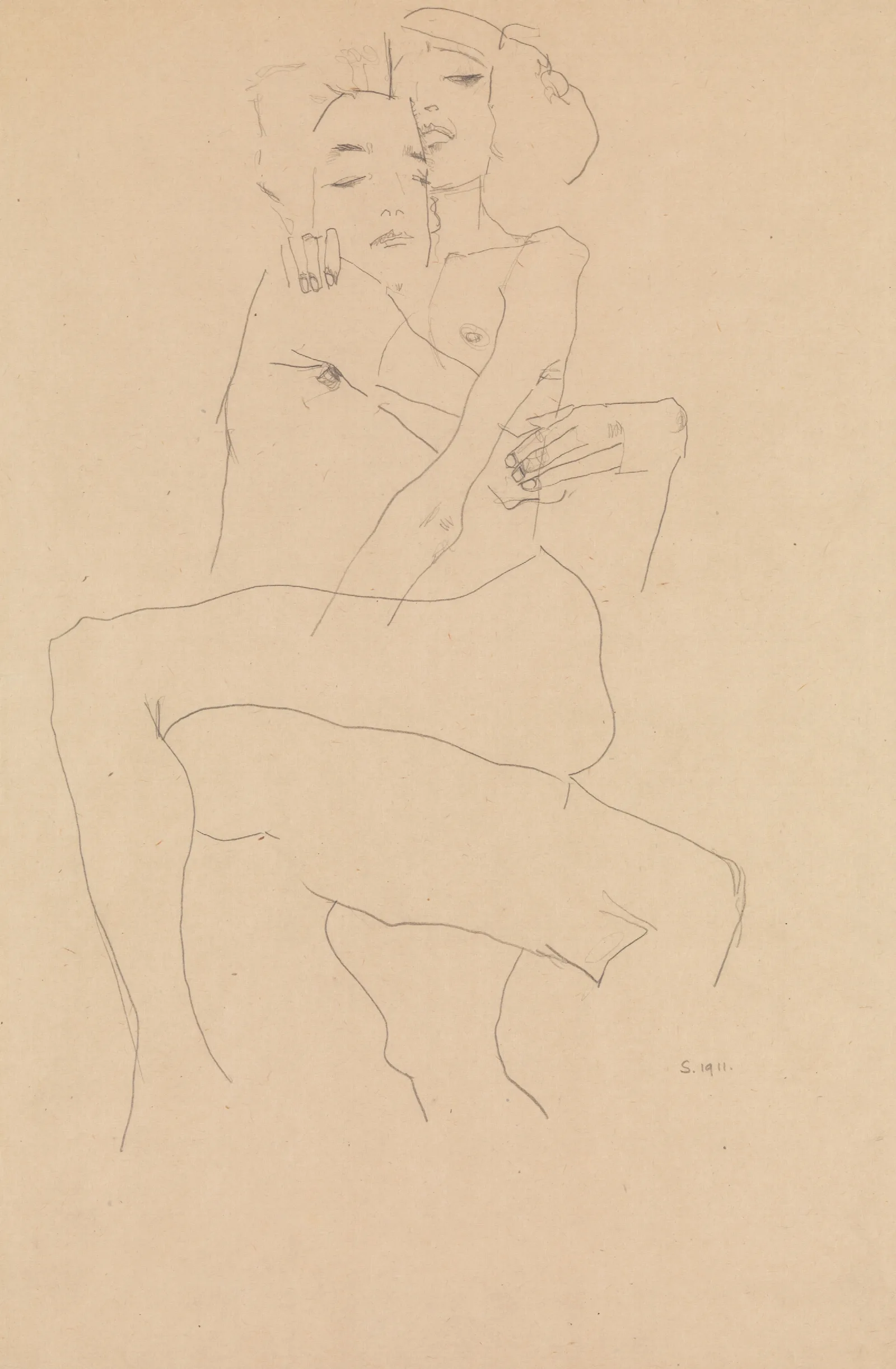 Couple Embracing Wall Art by Egon Schiele - Canvas Print
