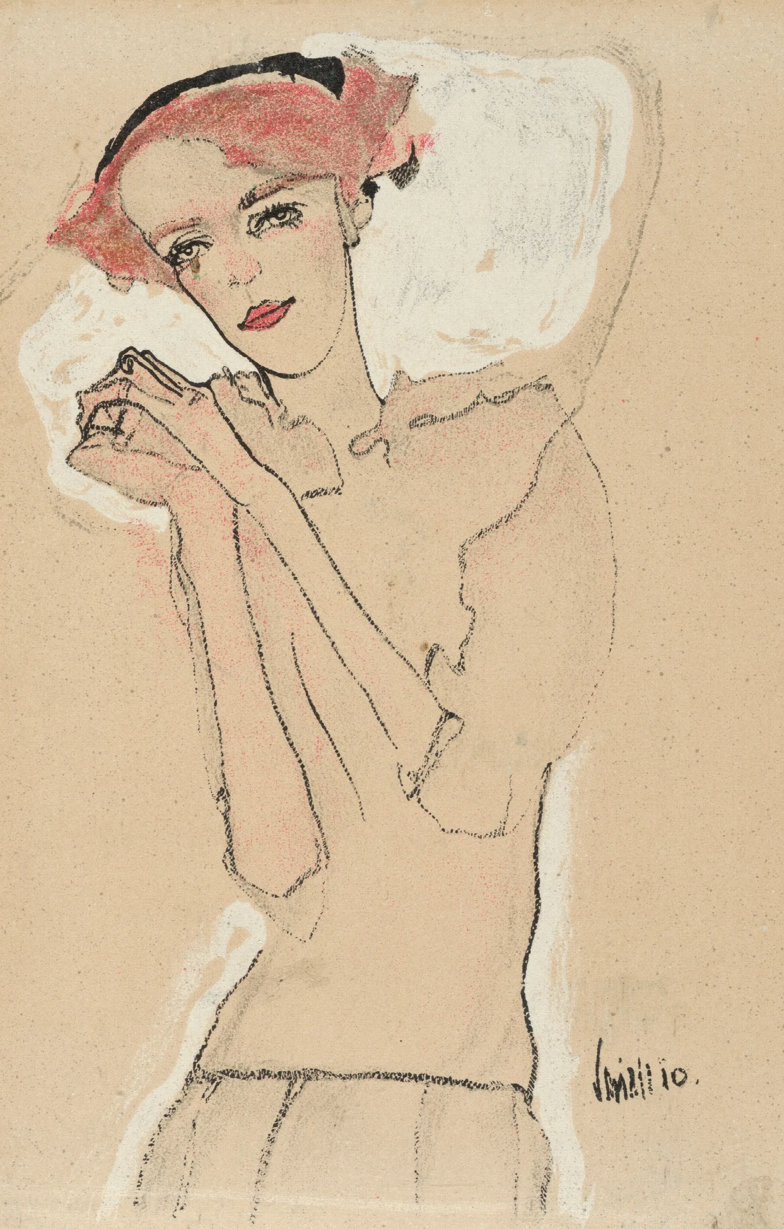 Portrait Of A Woman 133 Wall Art by Egon Schiele - Canvas Print