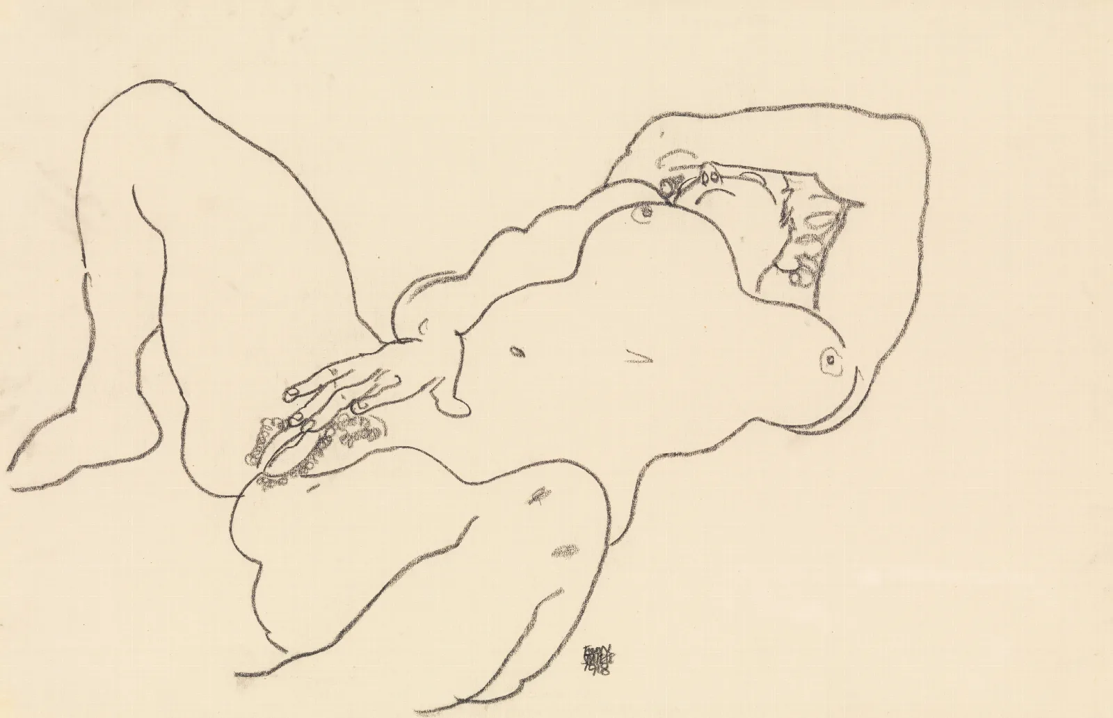 Reclining Nude 14 Wall Art by Egon Schiele - Canvas Print