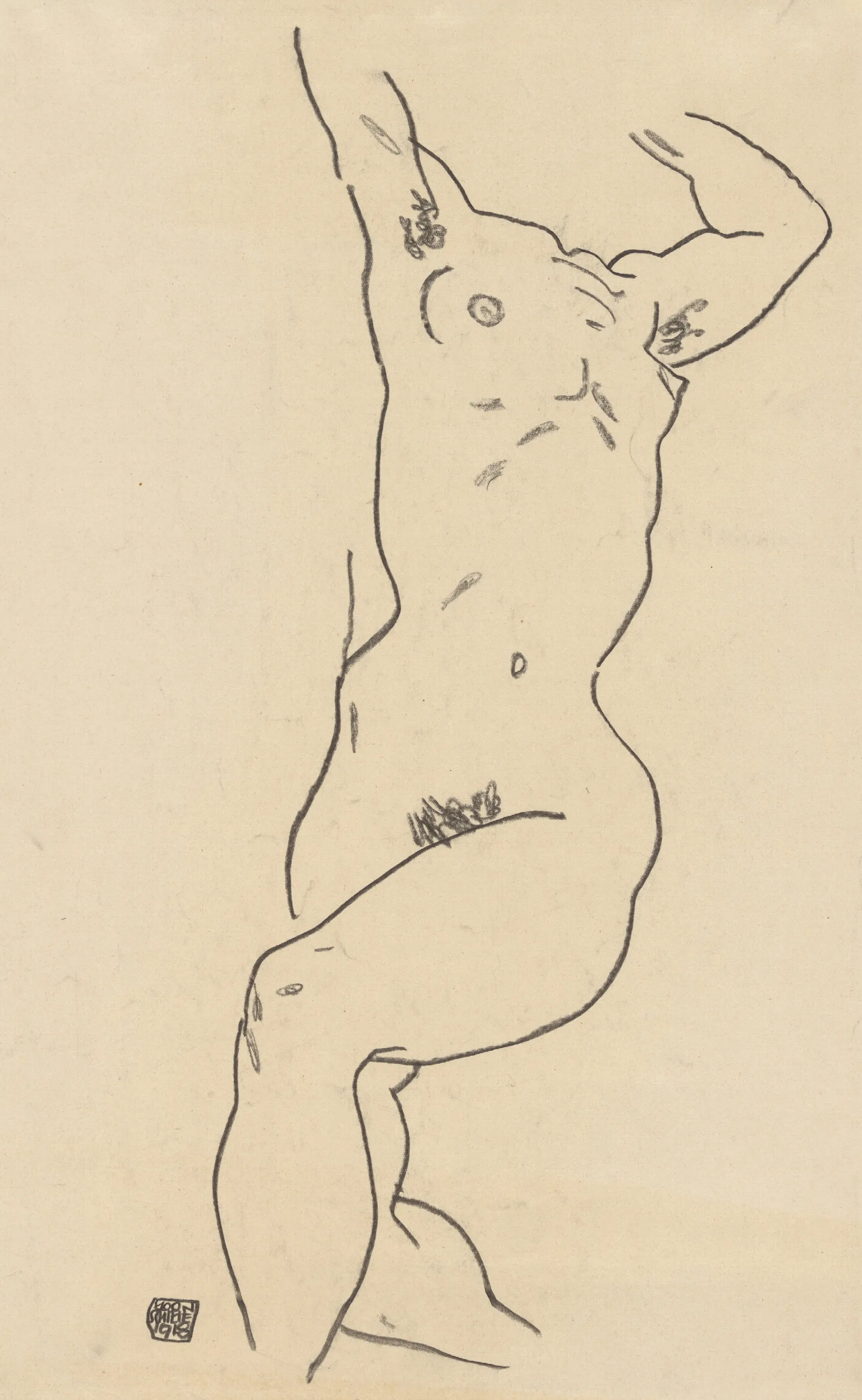 Torso Of A Nude Wall Art by Egon Schiele - Canvas Print
