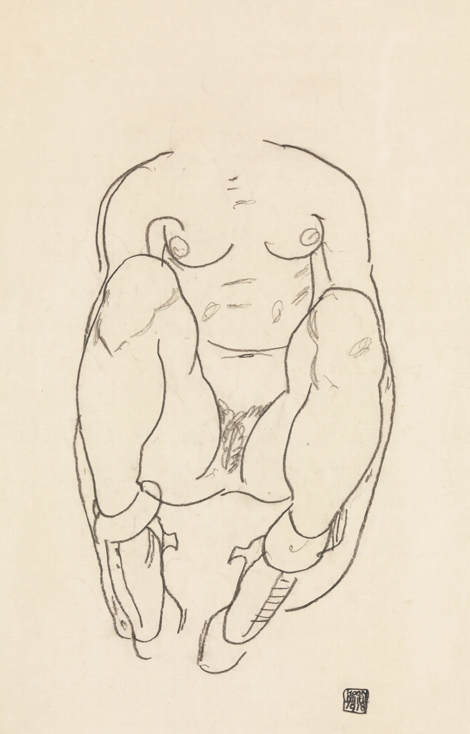 Torso Of A Seated Woman With Boots Wall Art by Egon Schiele - Canvas Print