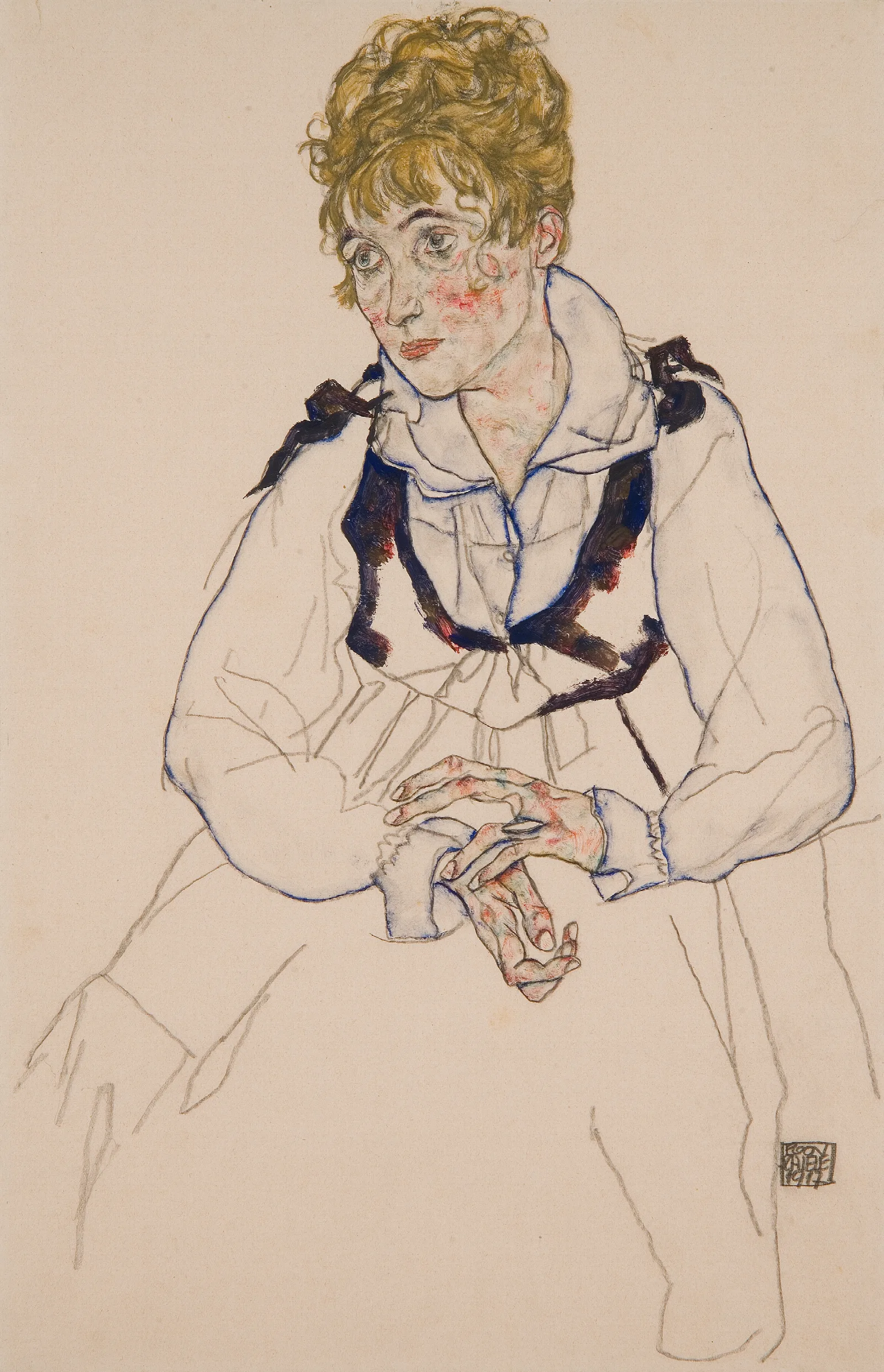 Die Frau Des Kunstlers Sitzend Edith Schiele Wall Art by Egon Schiele - Canvas Print
