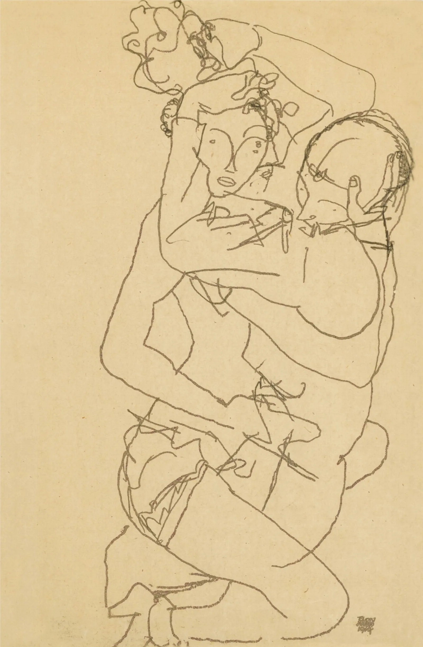 Paar Im Umarmung Couple Embracing Wall Art by Egon Schiele - Canvas Print