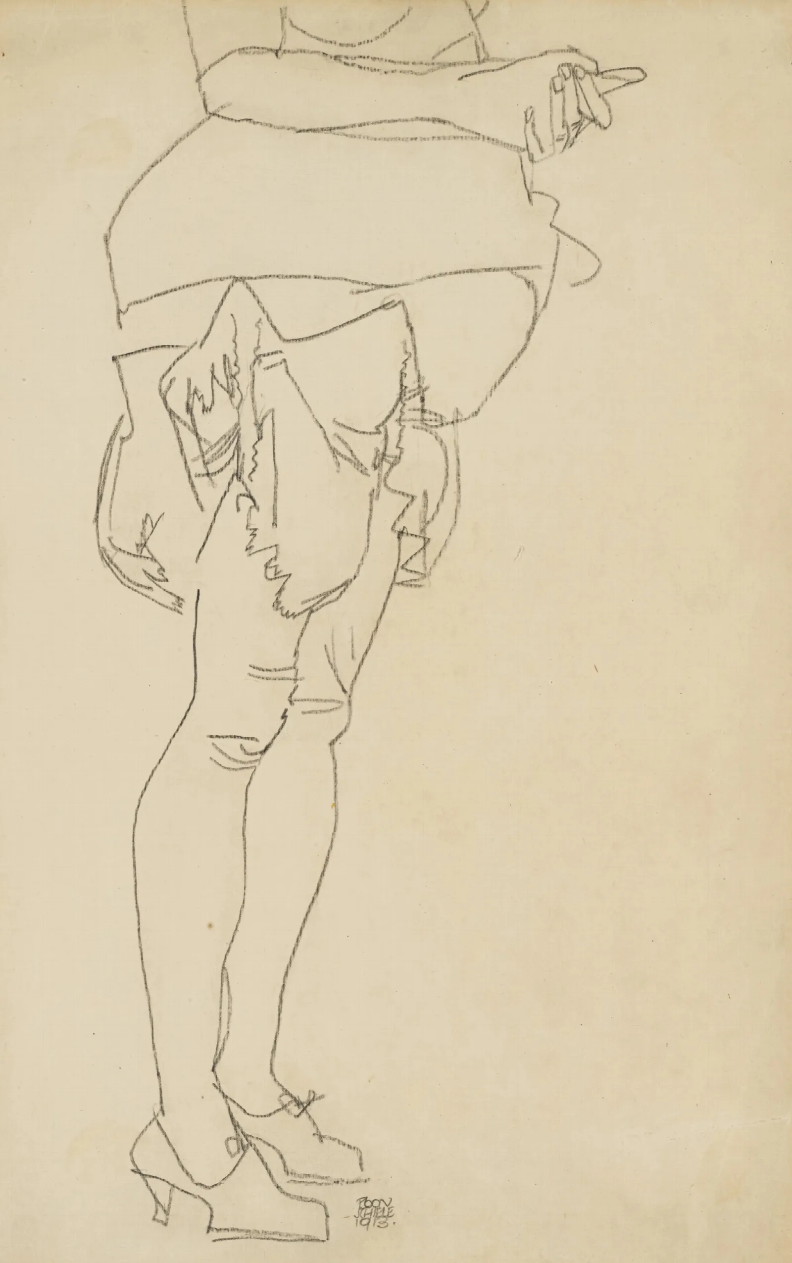 Stehend Frau Beinstudie Standing Woman Leg Study Wall Art by Egon Schiele - Canvas Print