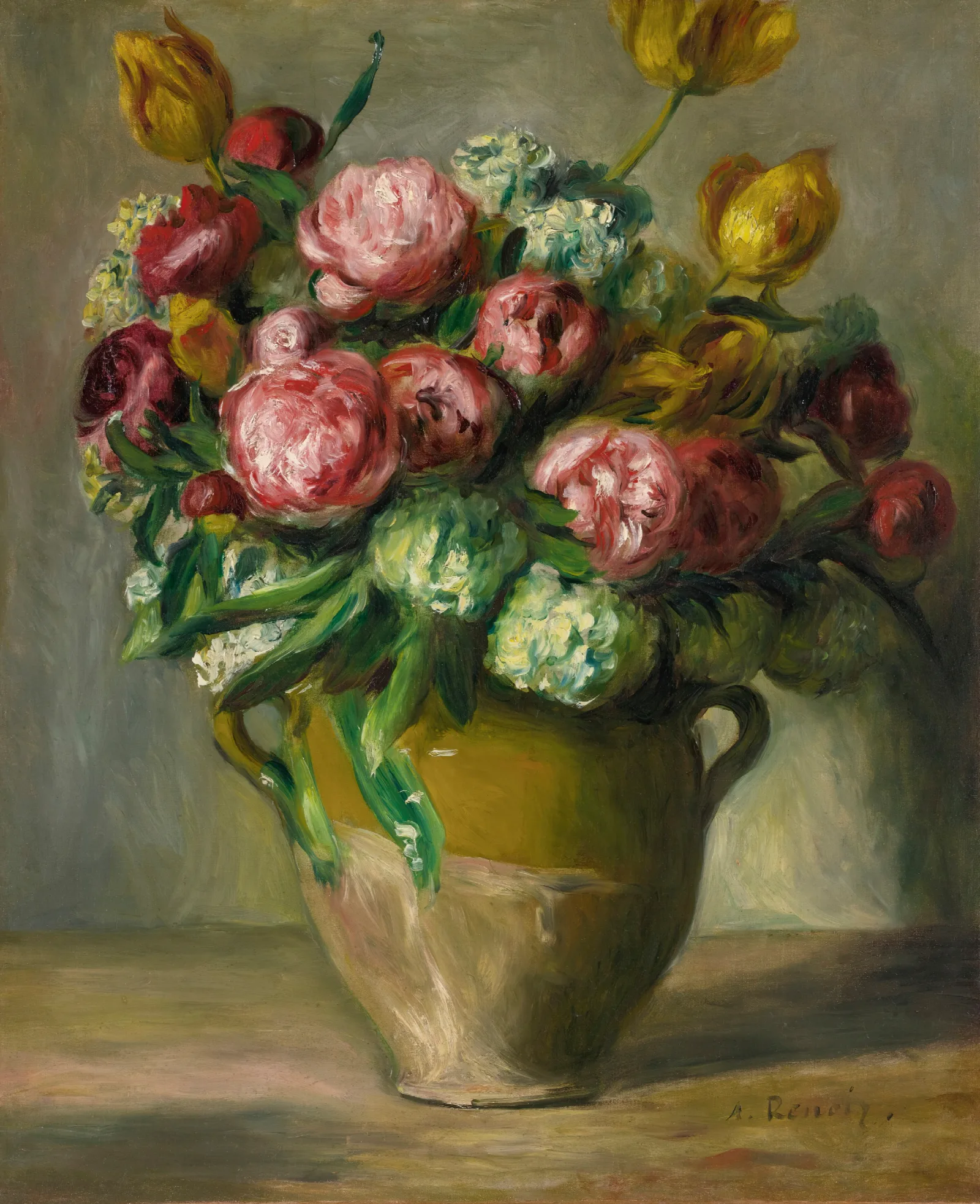 Vase De Pivoines Wall Art by Pierre-Auguste Renoir - Canvas Print