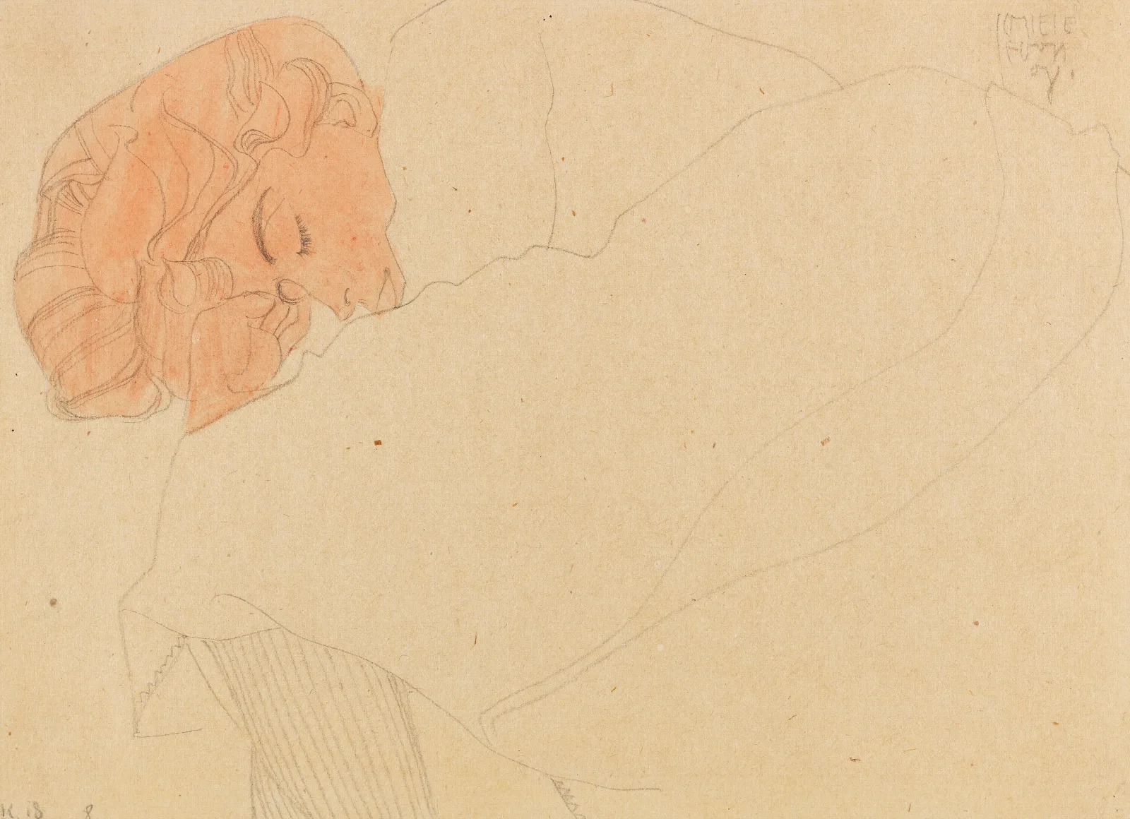 Schlafendes Madchen Melanie Schiele Wall Art by Egon Schiele - Canvas Print