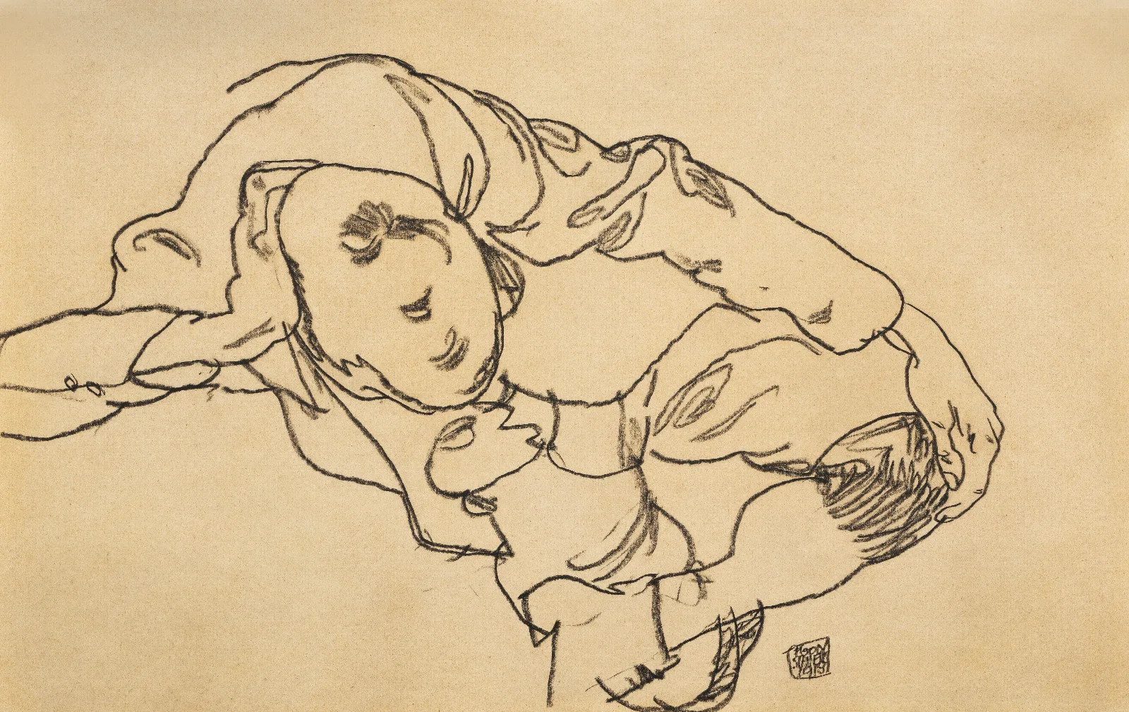 Sitzender Knabe Draufsicht Wall Art by Egon Schiele - Canvas Print