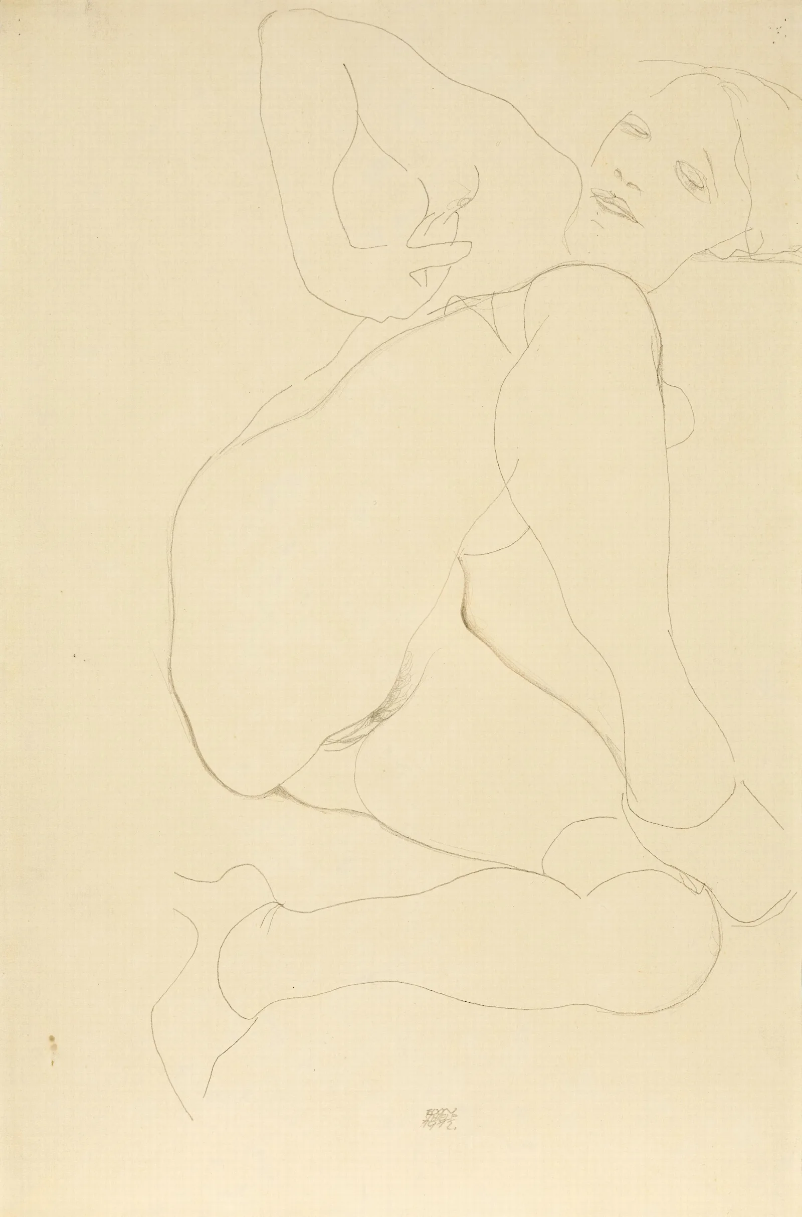 Liegender Weiblicher Akt Mit Angewinkelten Beinen Reclining Female Nude With Bent Legs Wall Art by Egon Schiele - Canvas Print