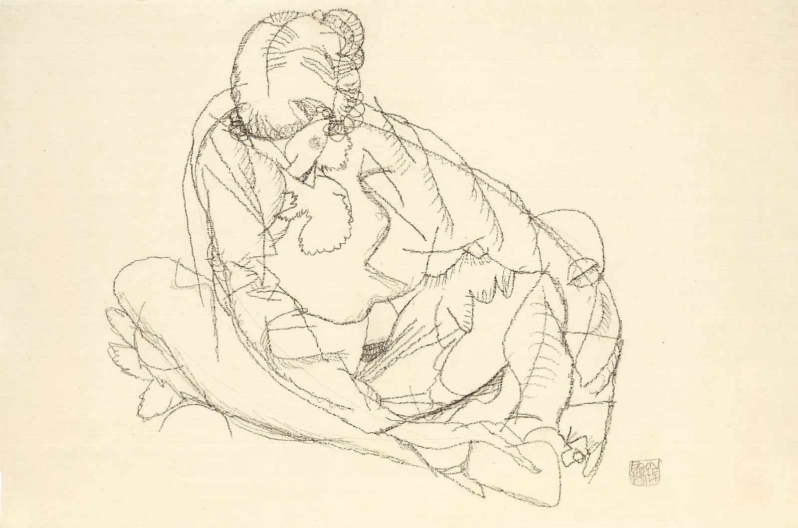 Sitzende Mit Gesenktem Kopf Seated Woman With Bent Head Wall Art by Egon Schiele - Canvas Print