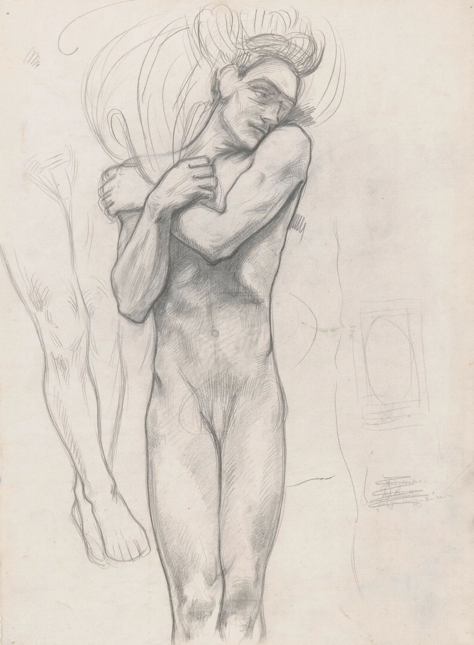 Figuurstudie Voor De Affiche Lucifer Van Vondel Wall Art by Richard Nicolaüs Roland Holst - Canvas Print