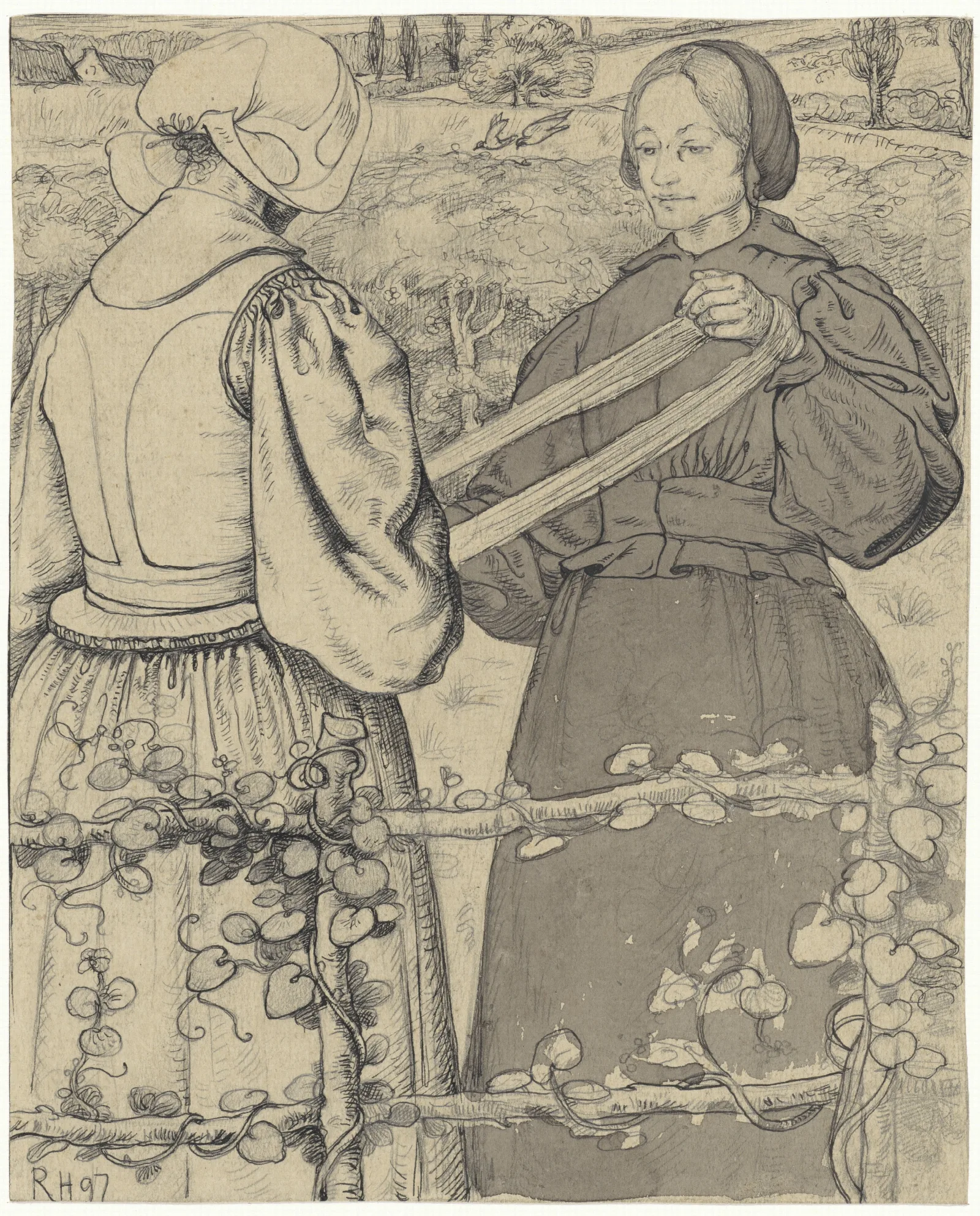 Huizer Meisjes Die Garen Winden 2 Wall Art by Richard Nicolaüs Roland Holst - Canvas Print