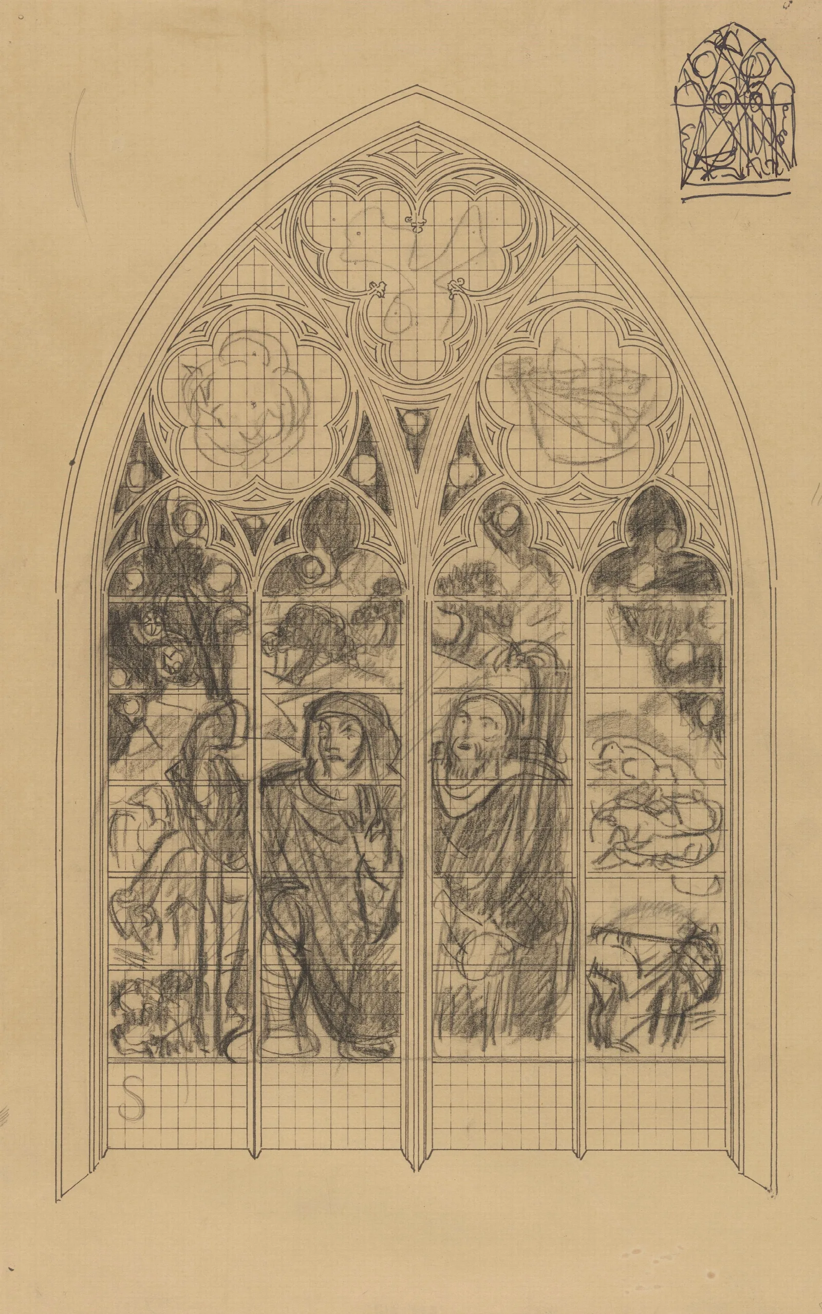 Ontwerp Voor Raam In De Frederik Van Sierck Kapel In De Dom Te Utrecht De Verkondiging Aan De Herders Wall Art by Richard Nicolaüs Roland Holst - Canvas Print