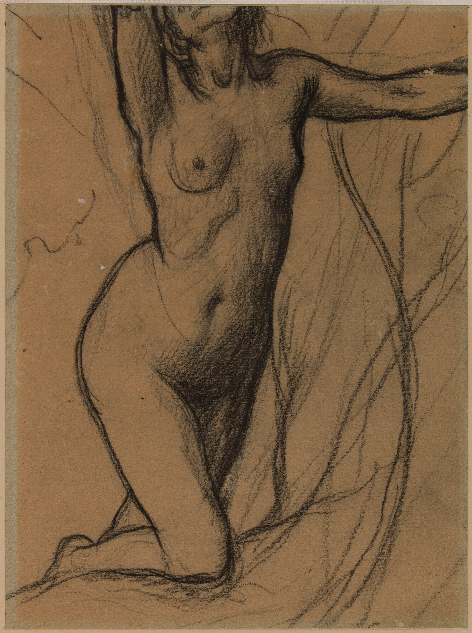 Femme Nue A Genou De Face Wall Art by Pierre Puvis de Chavannes - Canvas Print