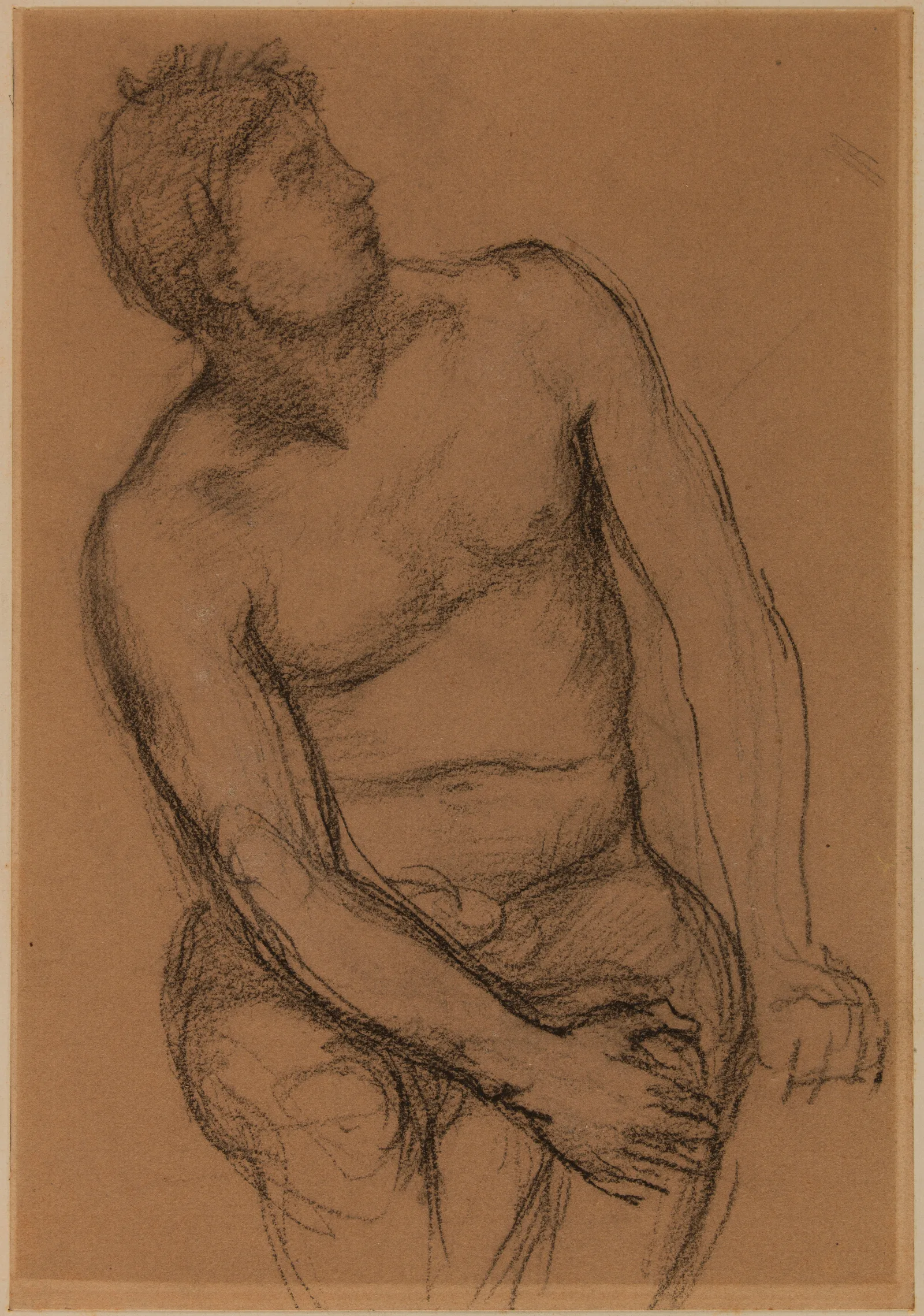 Homme Assis Nu De Face Wall Art by Pierre Puvis de Chavannes - Canvas Print
