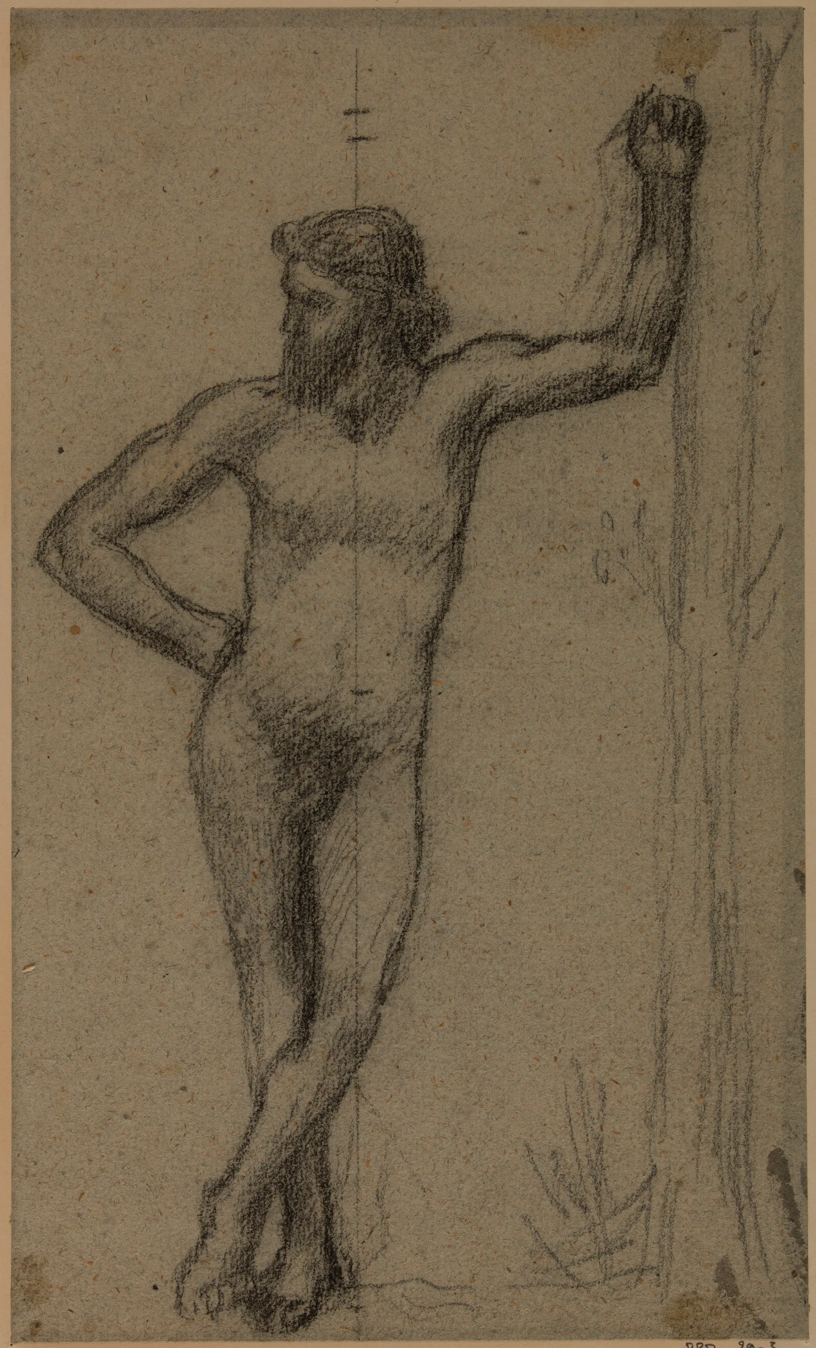 Homme Debout De Face Appuye A Un Arbre Wall Art by Pierre Puvis de Chavannes - Canvas Print