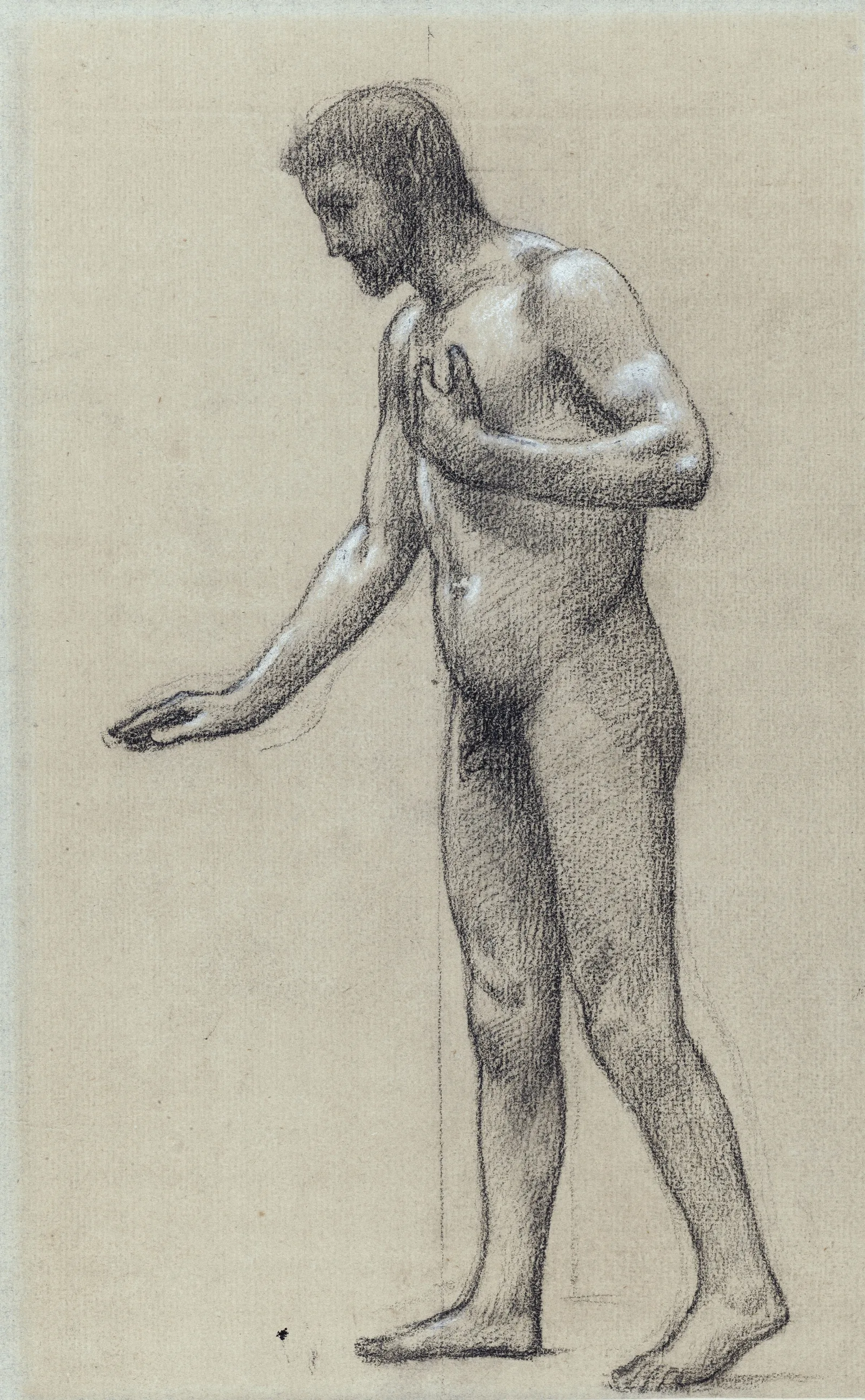 Homme Nu De Profil A Gauche Debout Wall Art by Pierre Puvis de Chavannes - Canvas Print