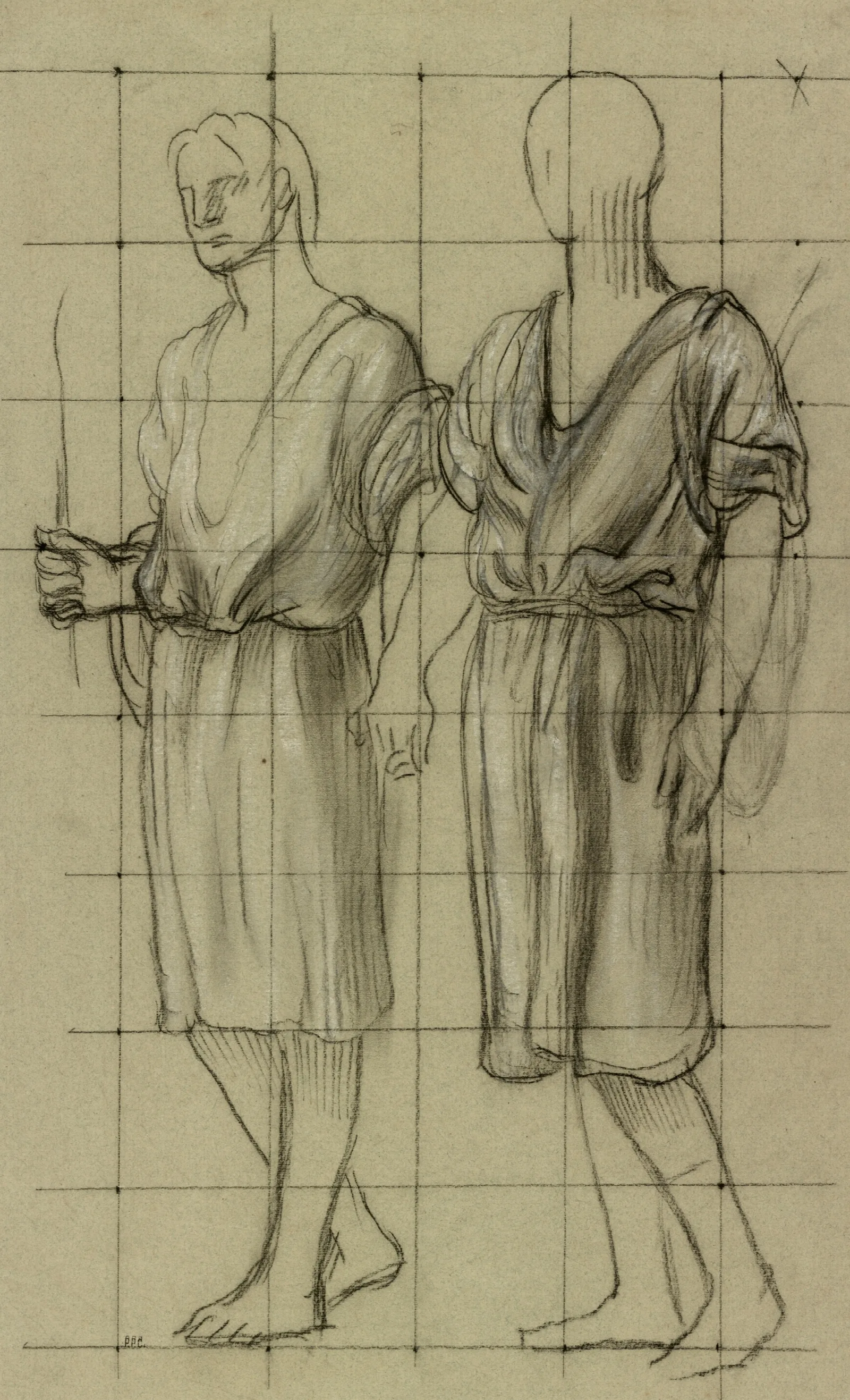 Study Of Two Standing Figures Wall Art by Pierre Puvis de Chavannes - Canvas Print