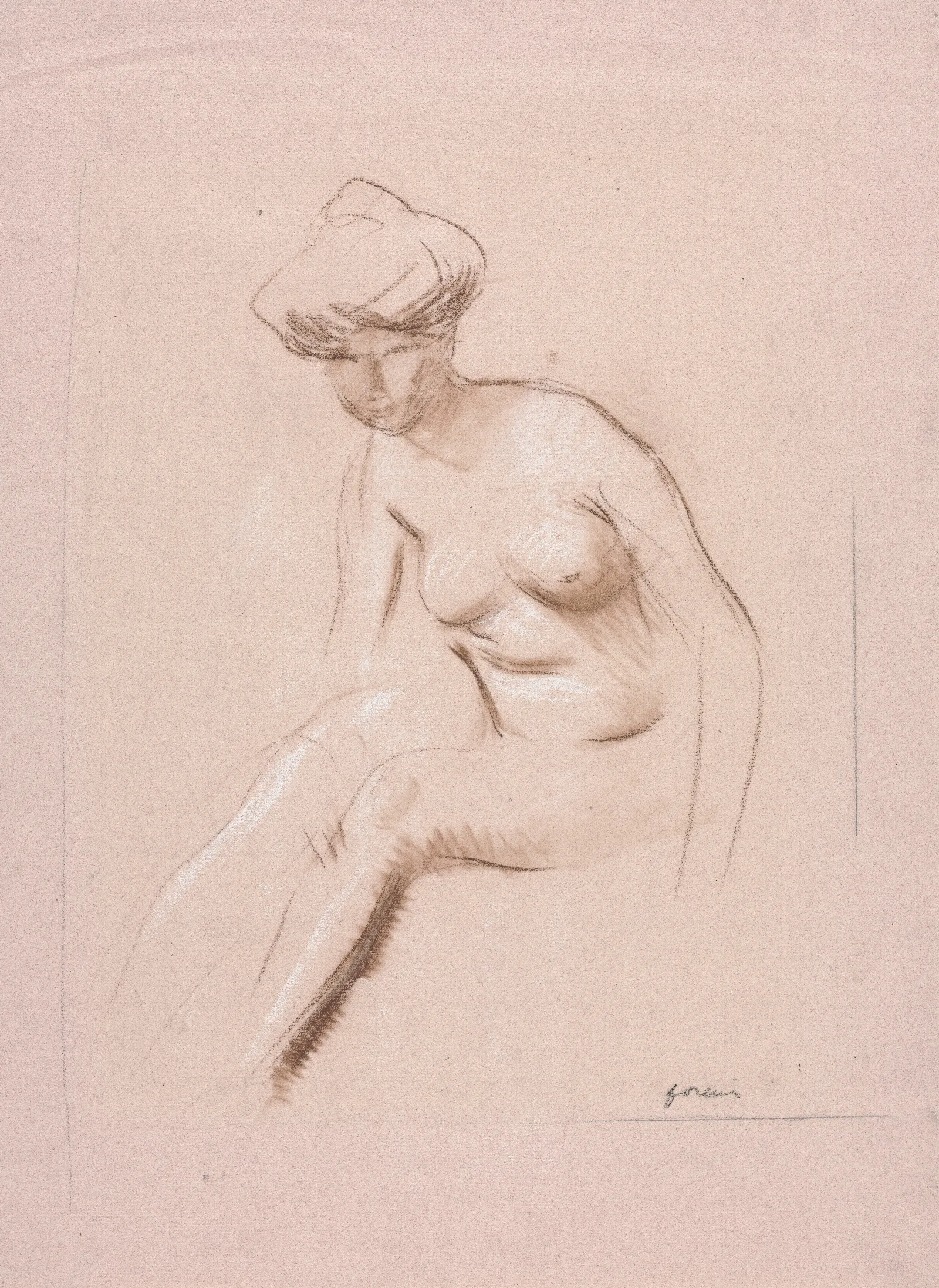 Seated Nude 3 Wall Art by Jean-Louis Forain - Canvas Print
