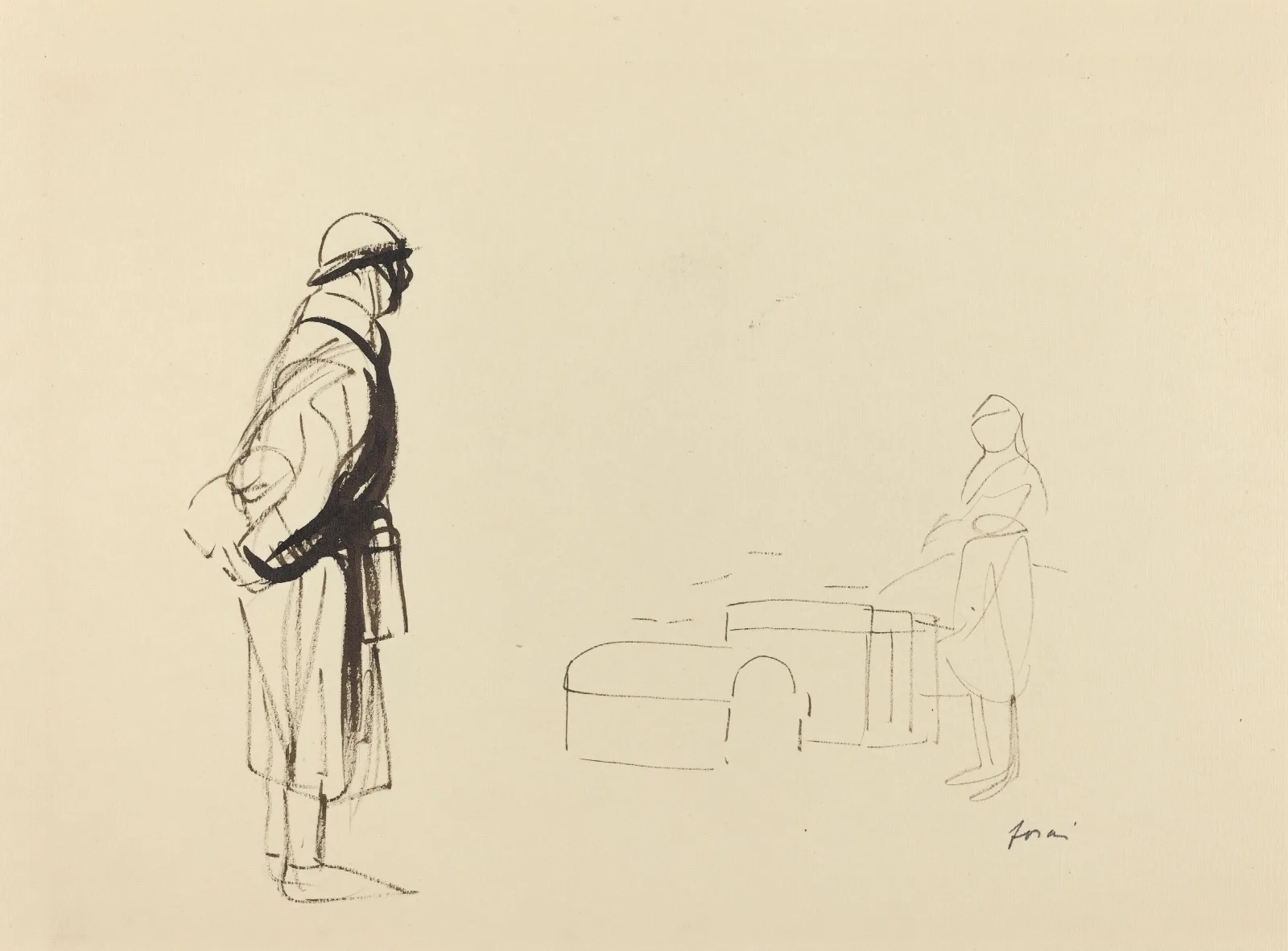 Poilu And Nurse Wall Art by Jean-Louis Forain - Canvas Print