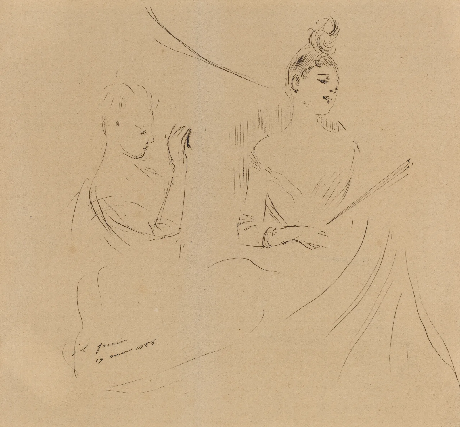 Two Ladies In A Loge Wall Art by Jean-Louis Forain - Canvas Print
