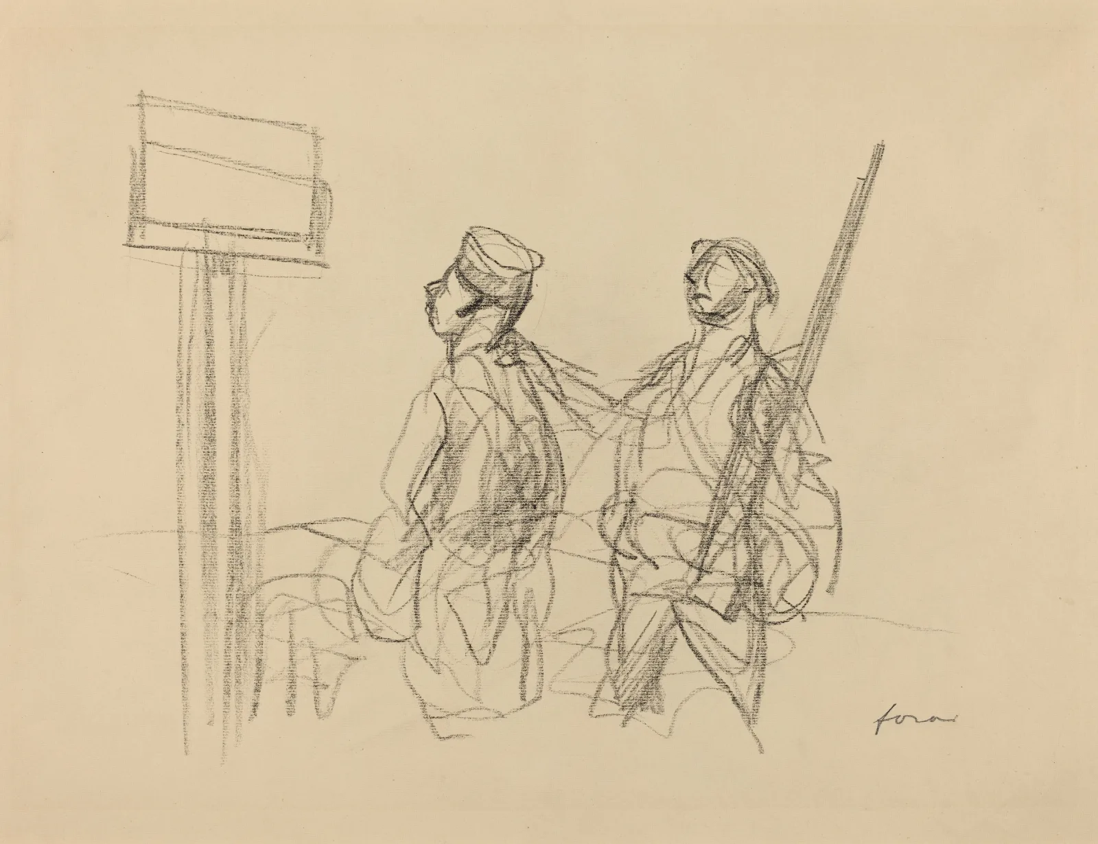 Two Soldiers Looking At A Placard Wall Art by Jean-Louis Forain - Canvas Print