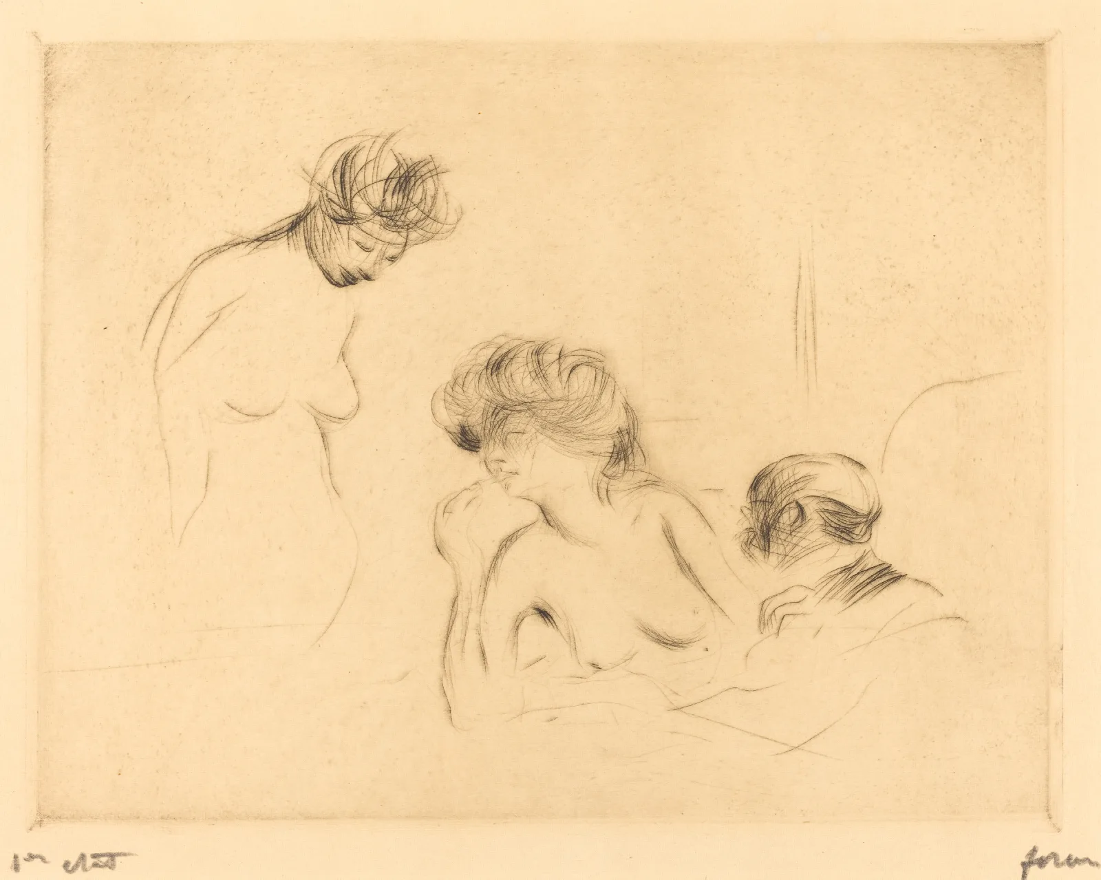 In A Private Room Third Plate Wall Art by Jean-Louis Forain - Canvas Print