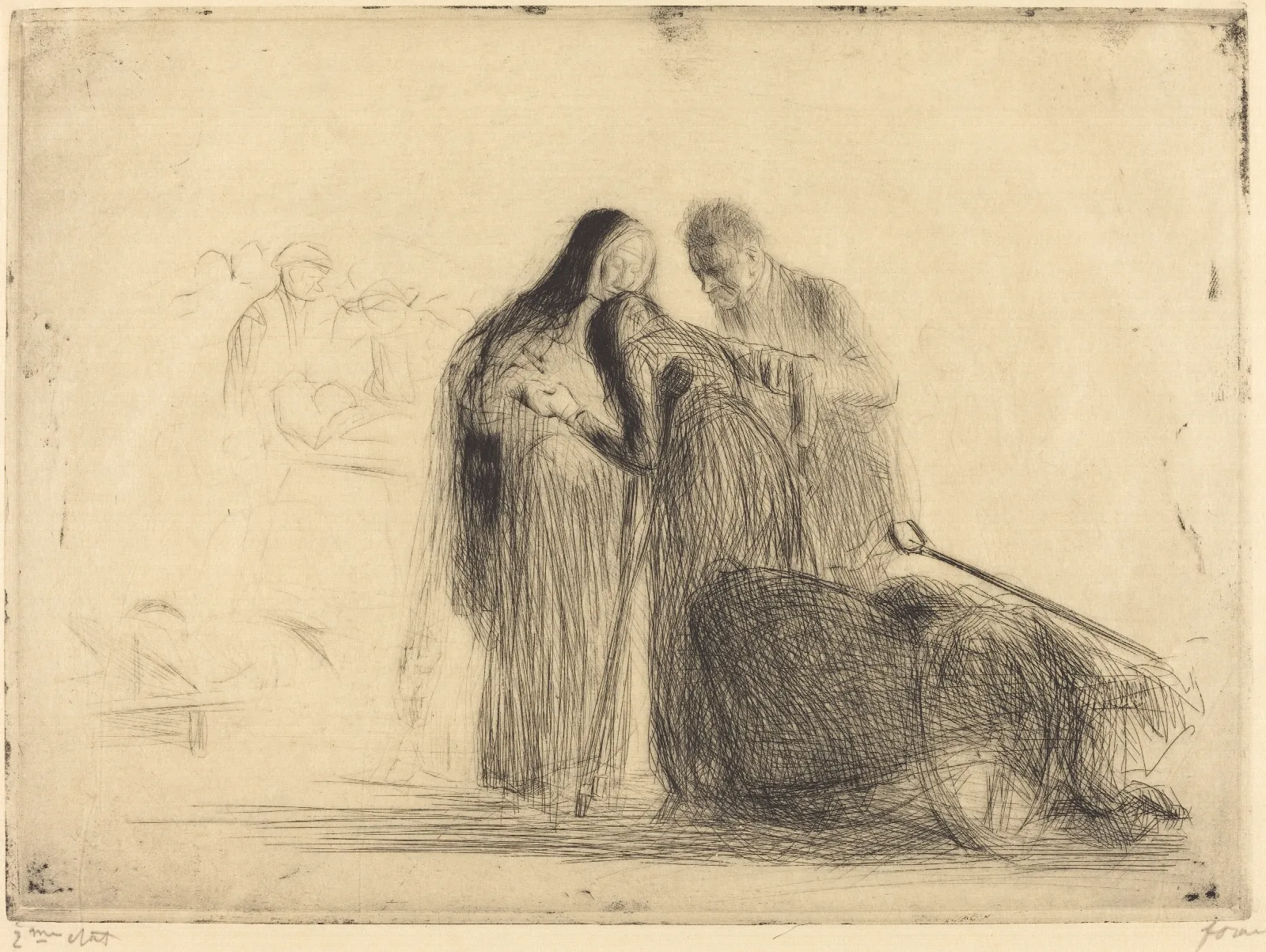 Lourdes The Paralytic Second Plate Wall Art by Jean-Louis Forain - Canvas Print
