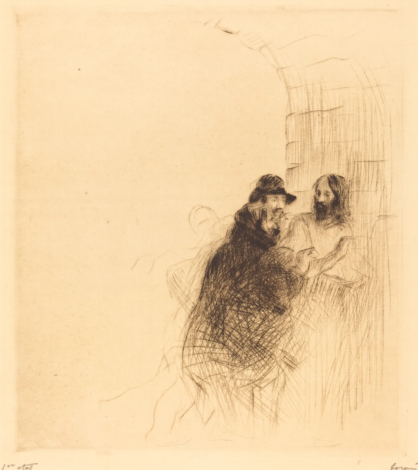 The Meeting Under The Arch Second Plate Wall Art by Jean-Louis Forain - Canvas Print