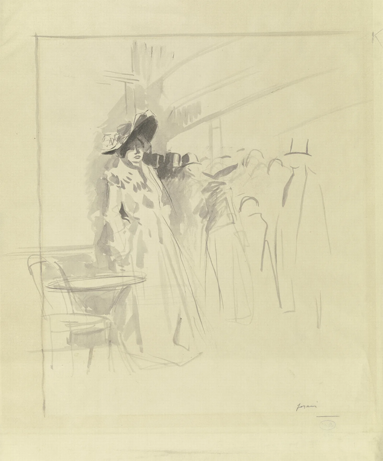 Femme Au Cafe Wall Art by Jean-Louis Forain - Canvas Print