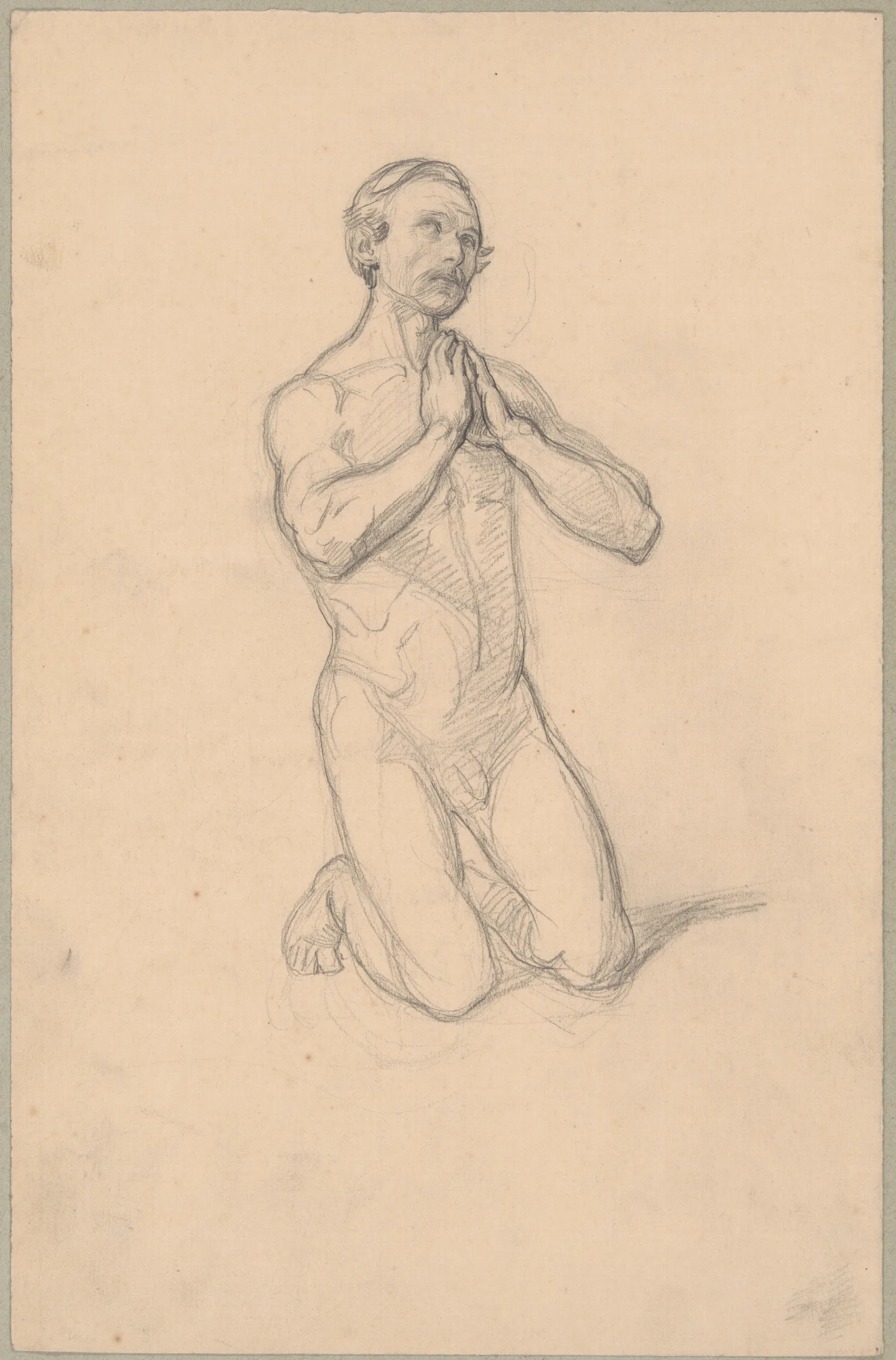 Nude Sketch To The Figure Of St Matthias To The Painting Martyrdom Of St Matthias Wall Art by Józef Simmler - Canvas Print