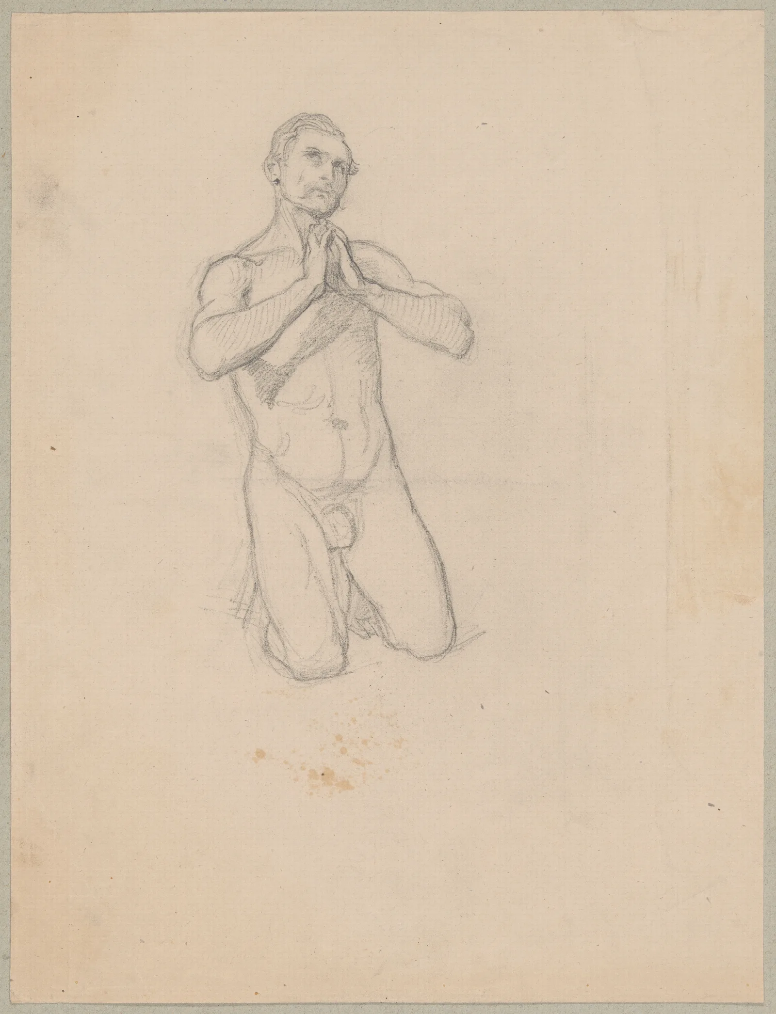 Nude Sketch To The Figure Of St Matthias To The Painting Martyrdom Of St Matthias 2 Wall Art by Józef Simmler - Canvas Print
