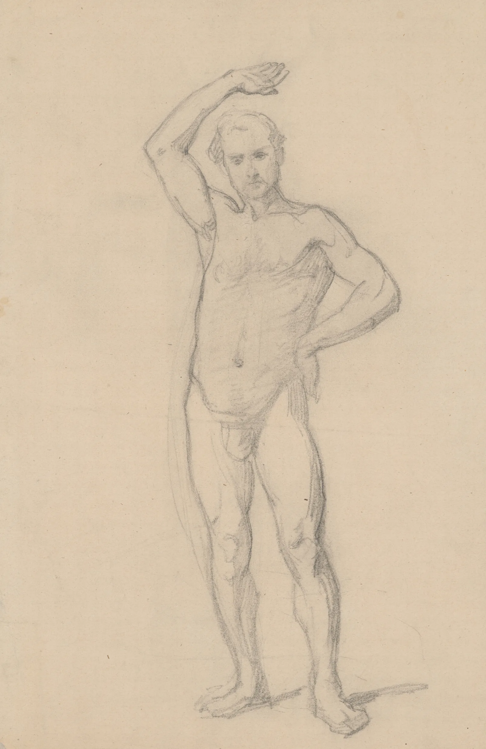Nude Sketch To The High Priest To The Painting Martyrdom Of St Matthias Wall Art by Józef Simmler - Canvas Print