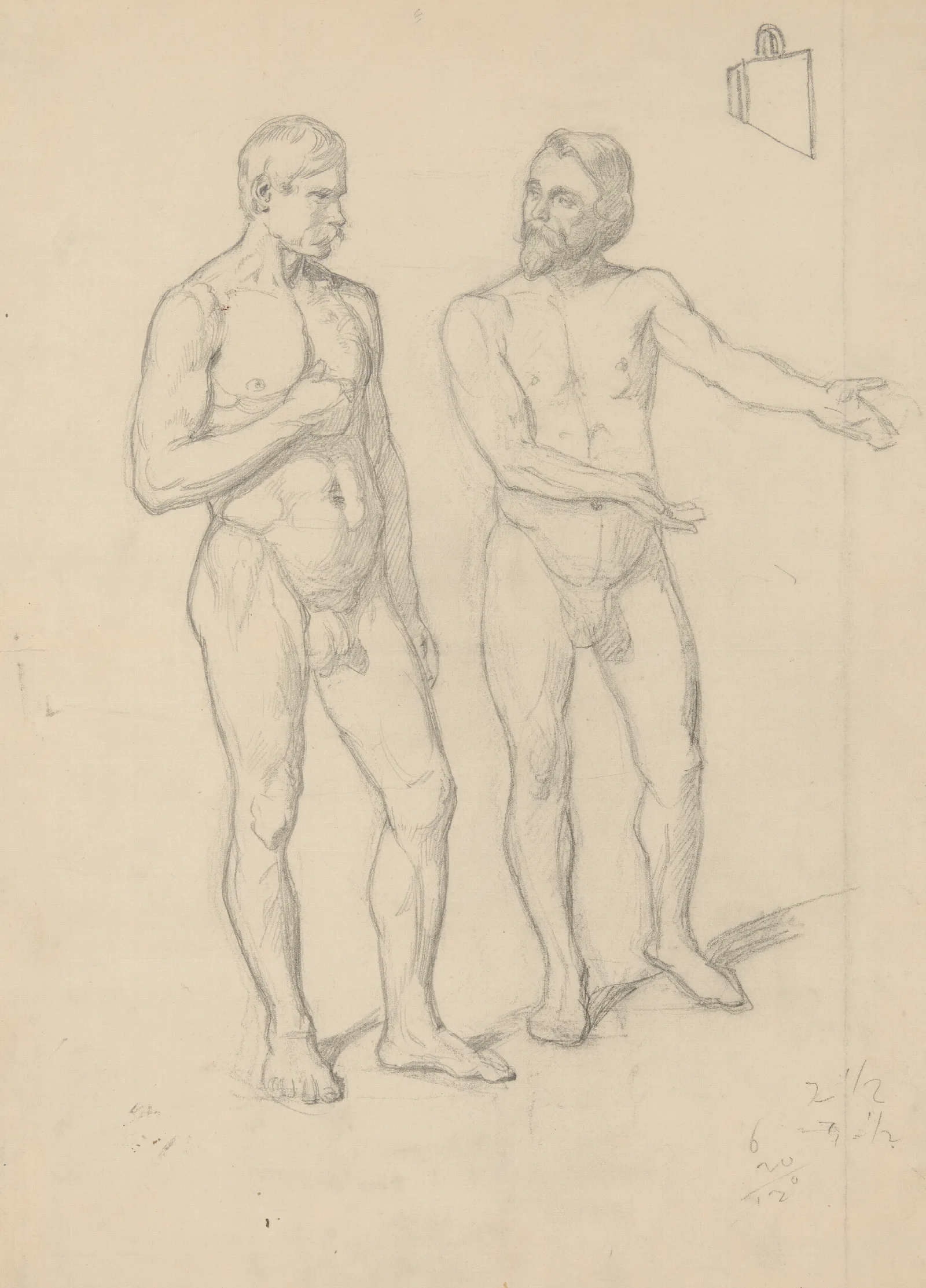 Nude Sketches Of The Figure Of King Sigismund I And Hetman Tarnowski In The Painting The Upbringing Of Sigismund Augustus Wall Art by Józef Simmler - Canvas Print