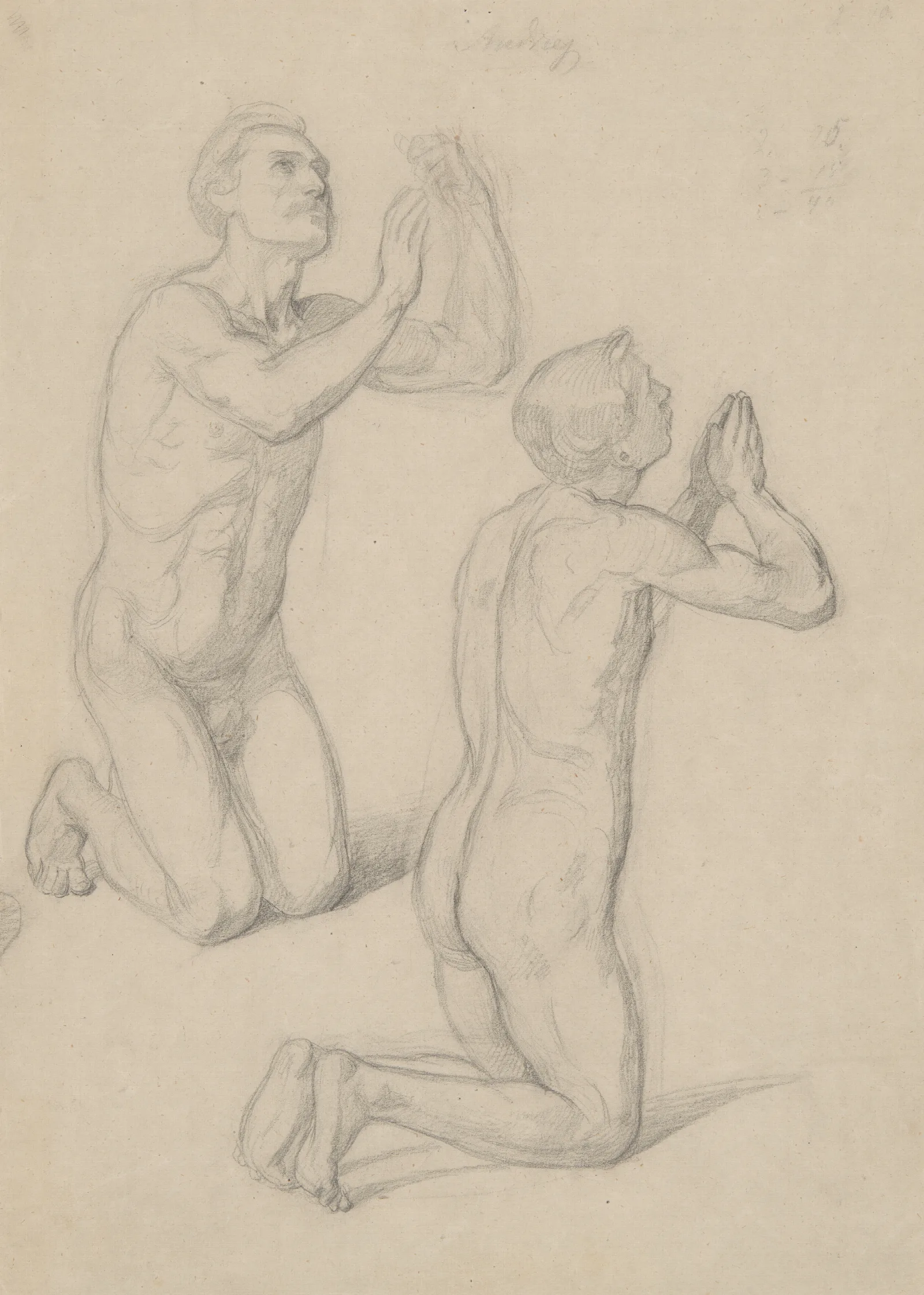 Nude Studies For The Figures Of David And Pius Ix In The Painting The Immaculate Conception Of The Blessed Virgin Mary Wall Art by Józef Simmler - Canvas Print