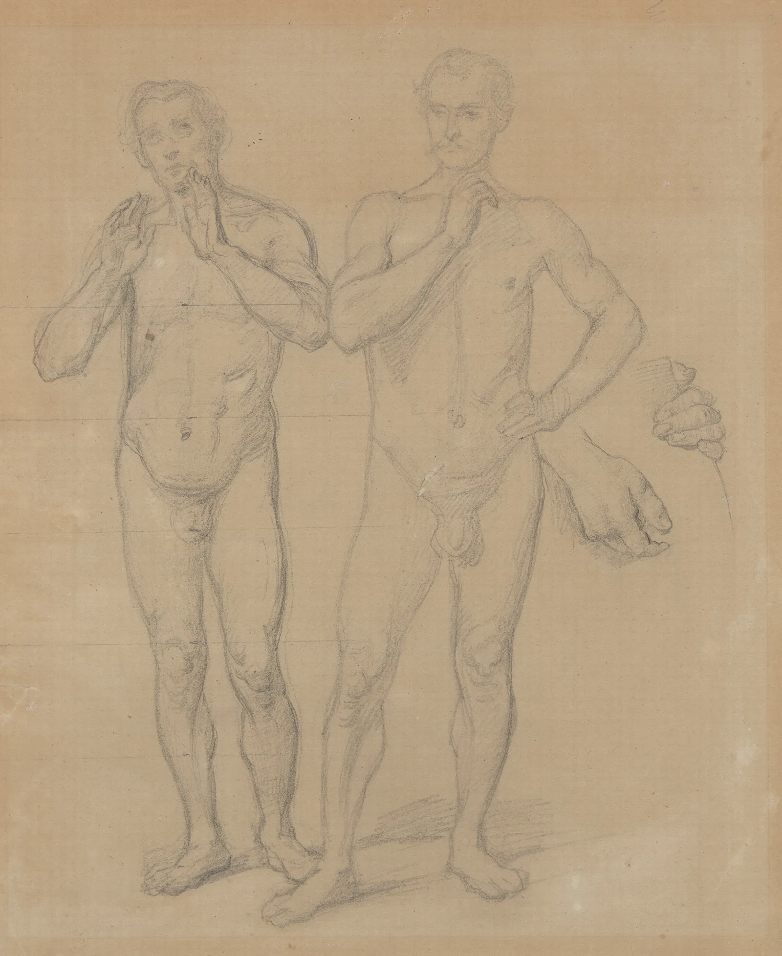 Nude Studies Of The Canon Of Cracow Piotr Wysz And Jagiello And Studies Of Hands Of Jasko Of Teczyn For The Painting Queen Jadwigas Oath Wall Art by Józef Simmler - Canvas Print