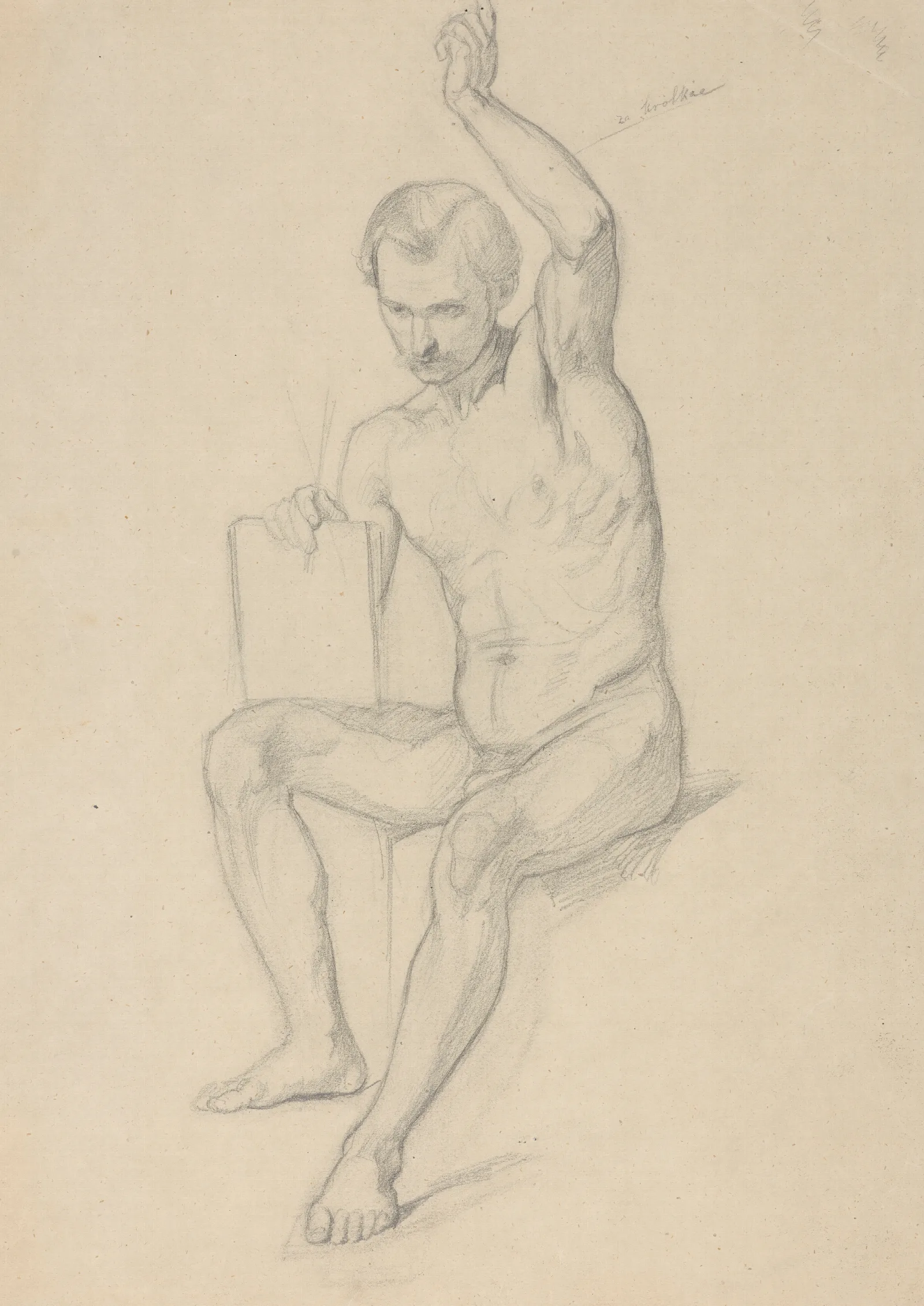 Nude Study For The Figure Of The Prophet Isaiah In The Painting The Immaculate Conception Of The Blessed Virgin Mary Wall Art by Józef Simmler - Canvas Print