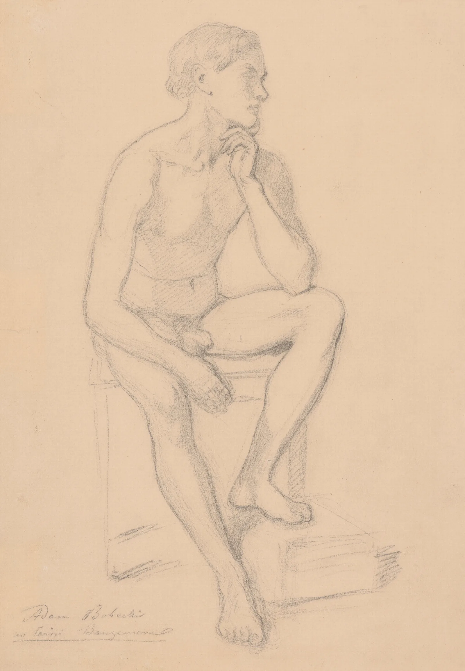 Nude Study Of Prince For The Painting The Upbringing Of Sigismund Augustus Wall Art by Józef Simmler - Canvas Print