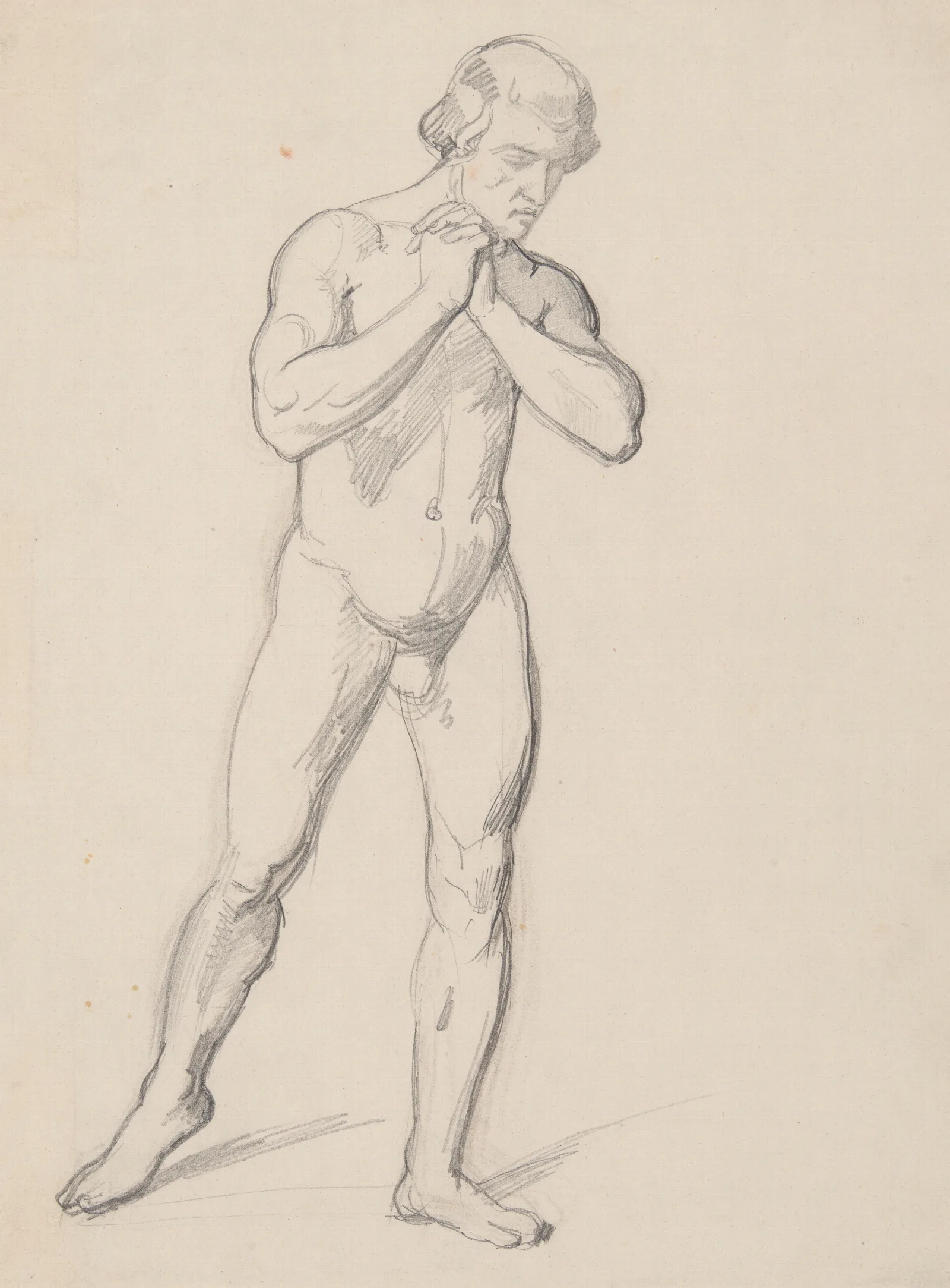 Sketch Of A Nude Male Wall Art by Józef Simmler - Canvas Print